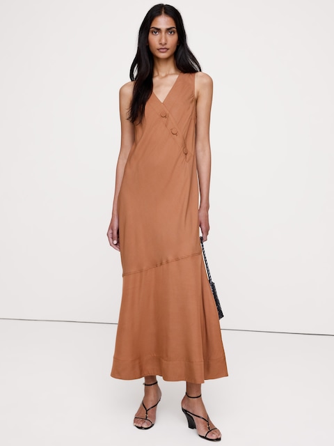 Viscose Buttoned Midi Dress