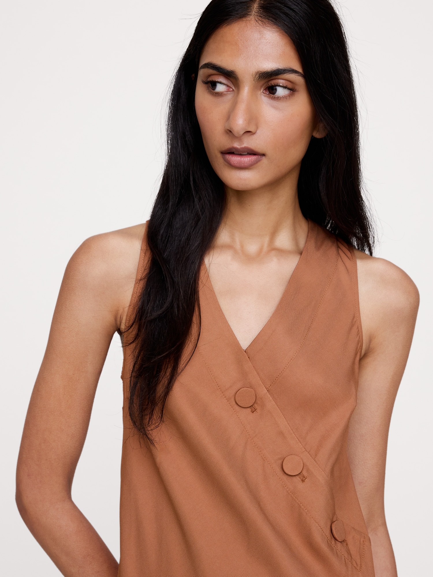 Image number 4 showing, Drapey Twill Buttoned Midi Dress