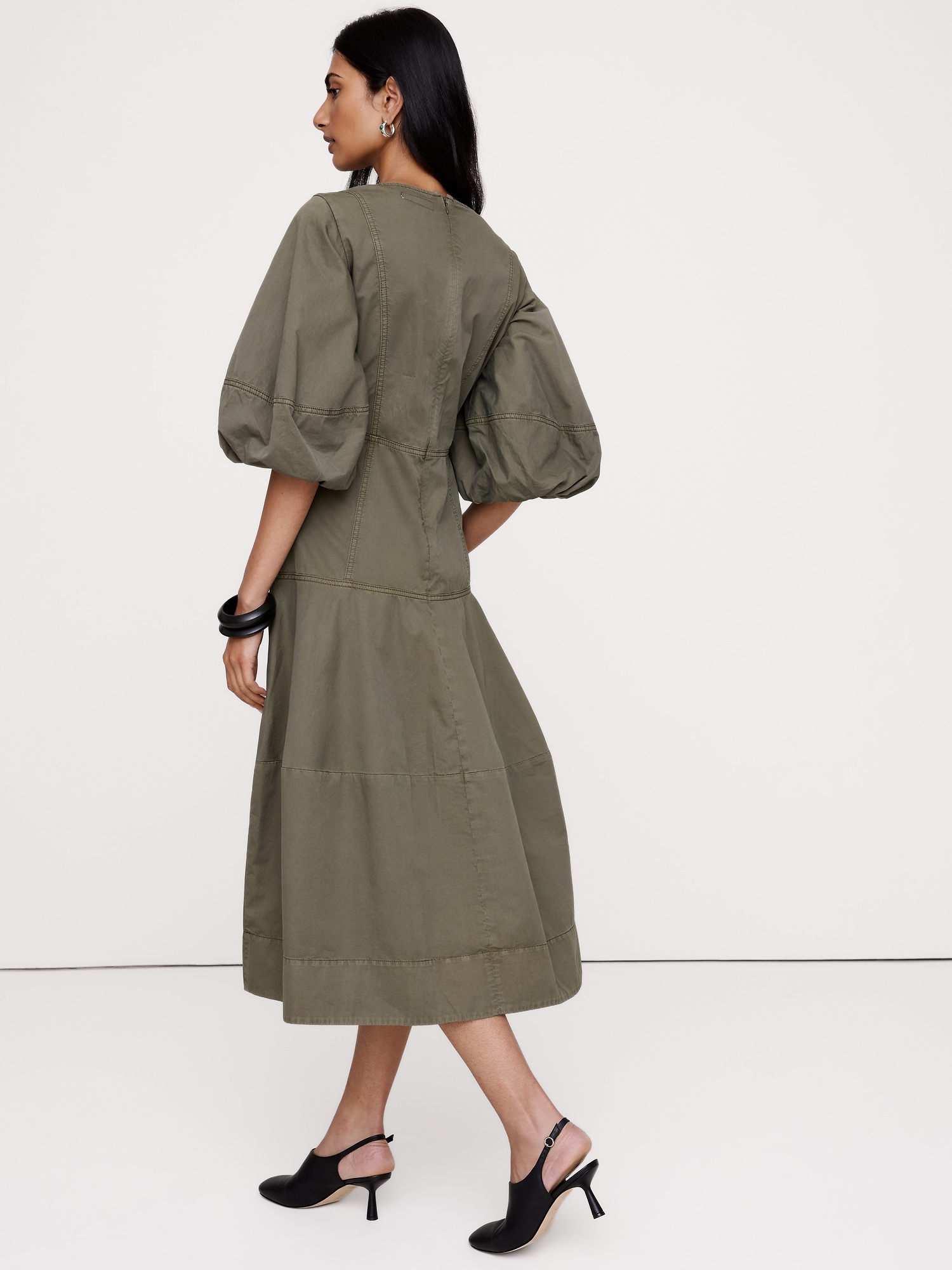 Image number 3 showing, Cotton Twill Barrel Midi Dress