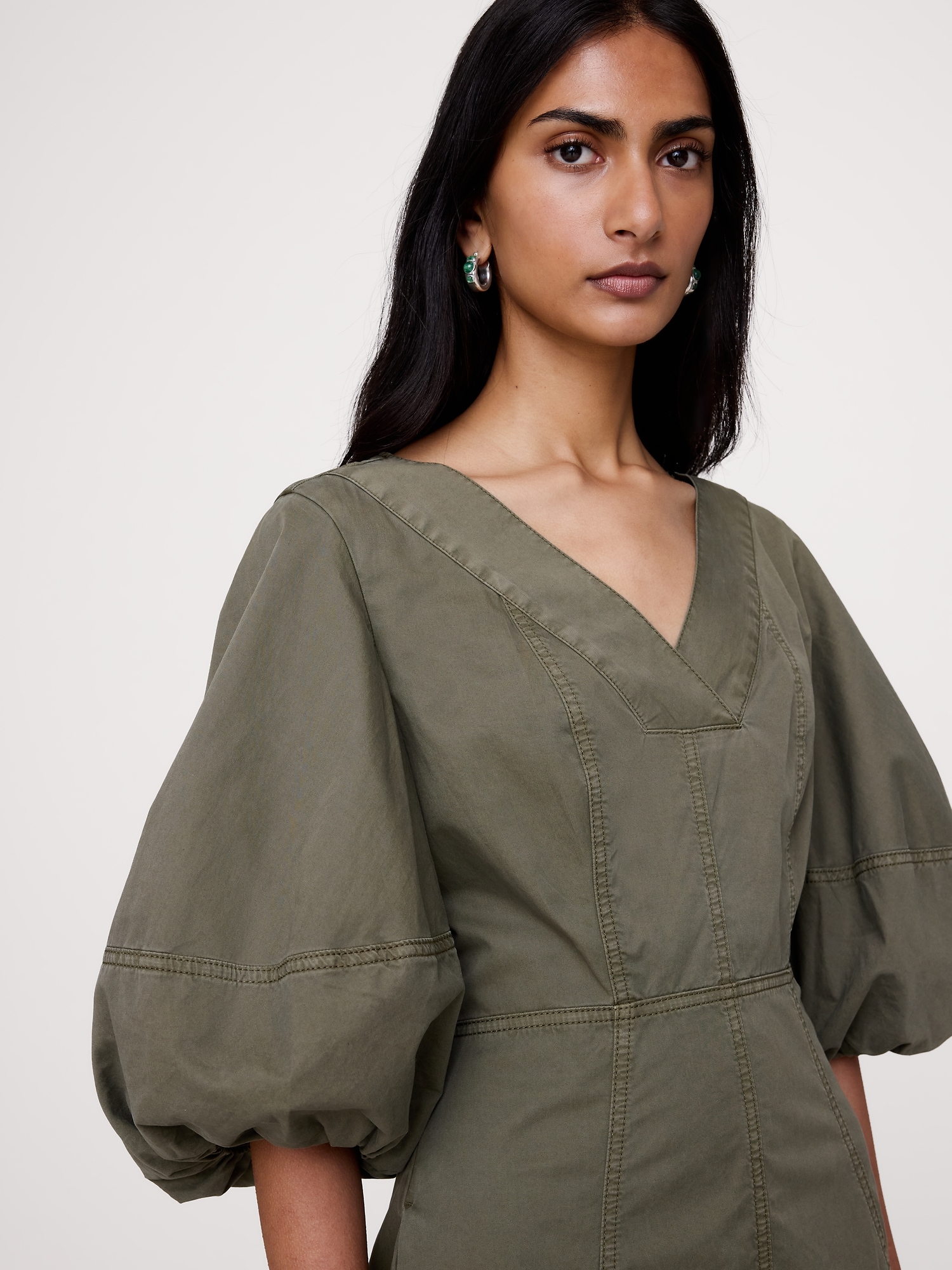 Image number 4 showing, Cotton Twill Barrel Midi Dress