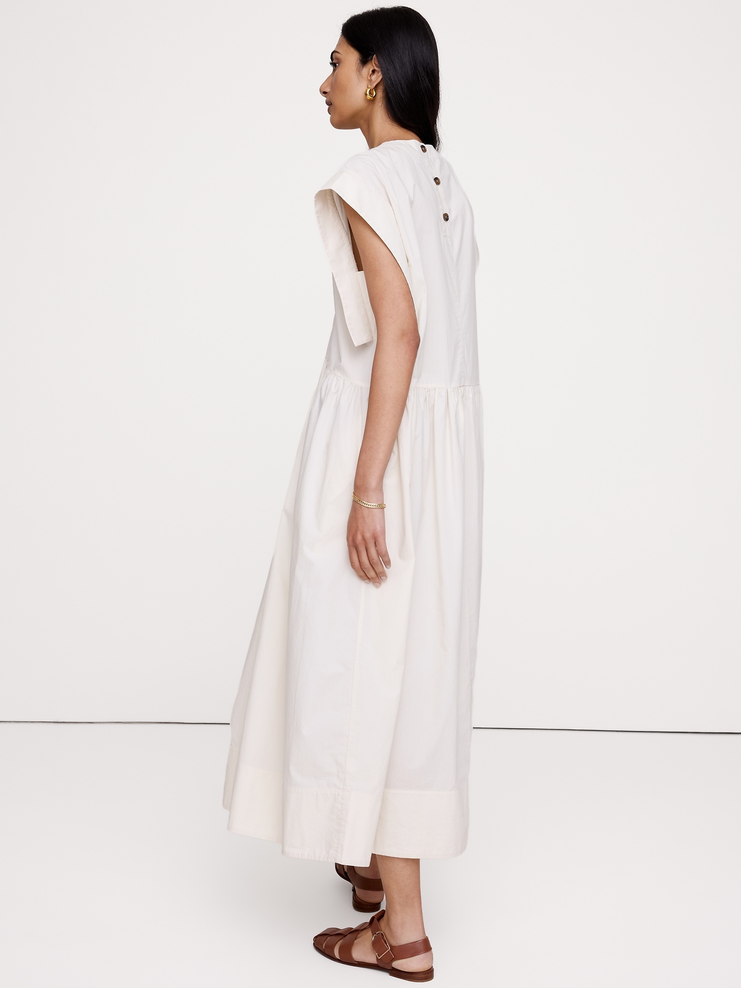 Image number 5 showing, Cotton Poplin Drop-Waist Maxi Dress