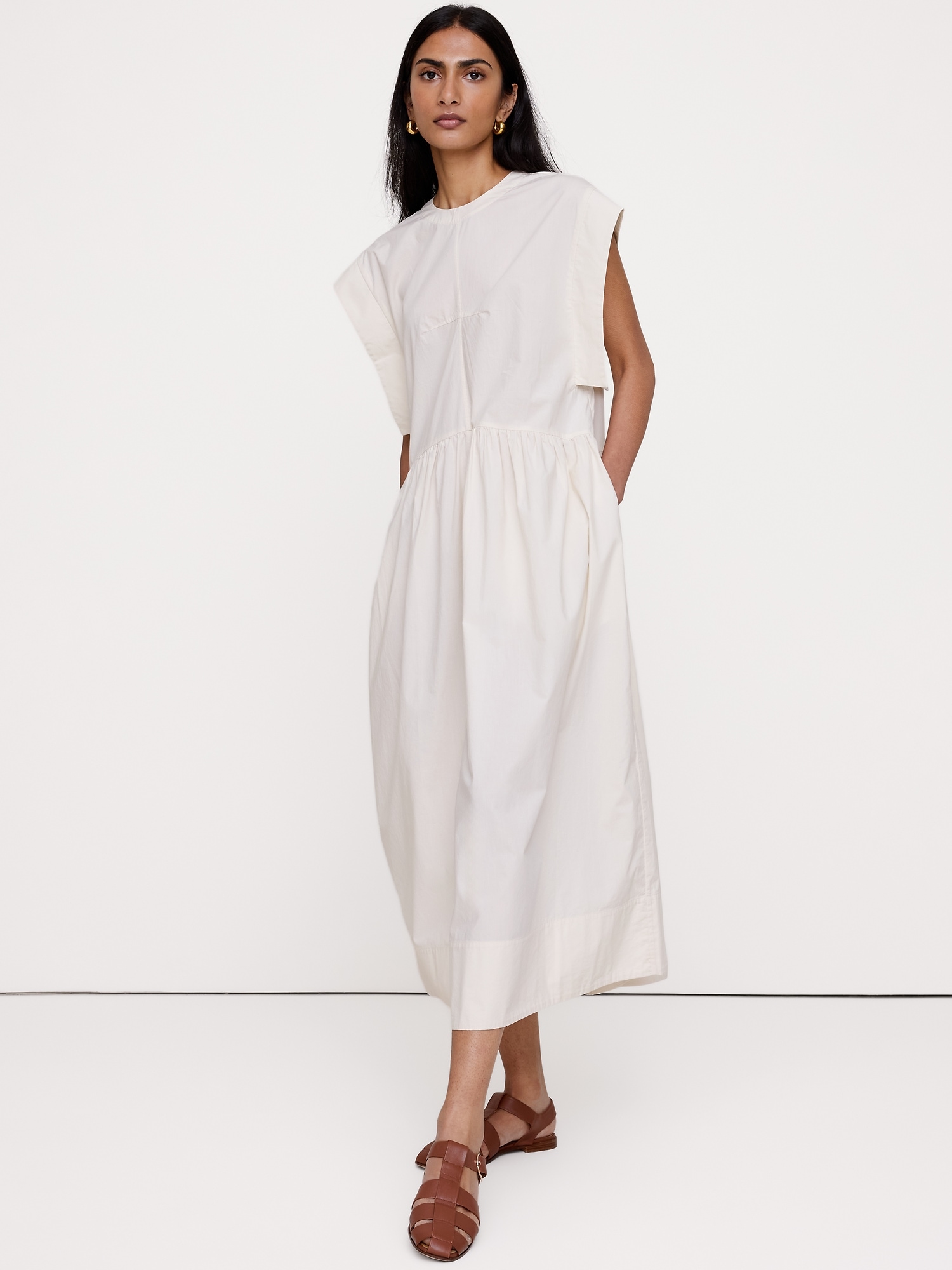 Image number 6 showing, Cotton Poplin Drop-Waist Maxi Dress