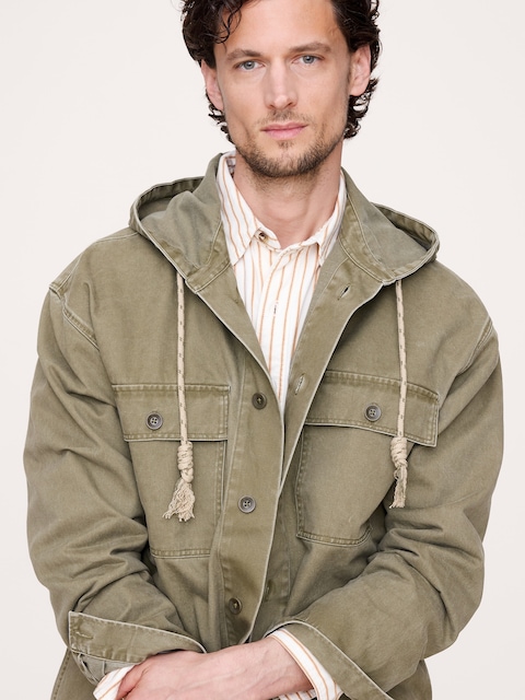 Cotton Twill Hooded Overshirt