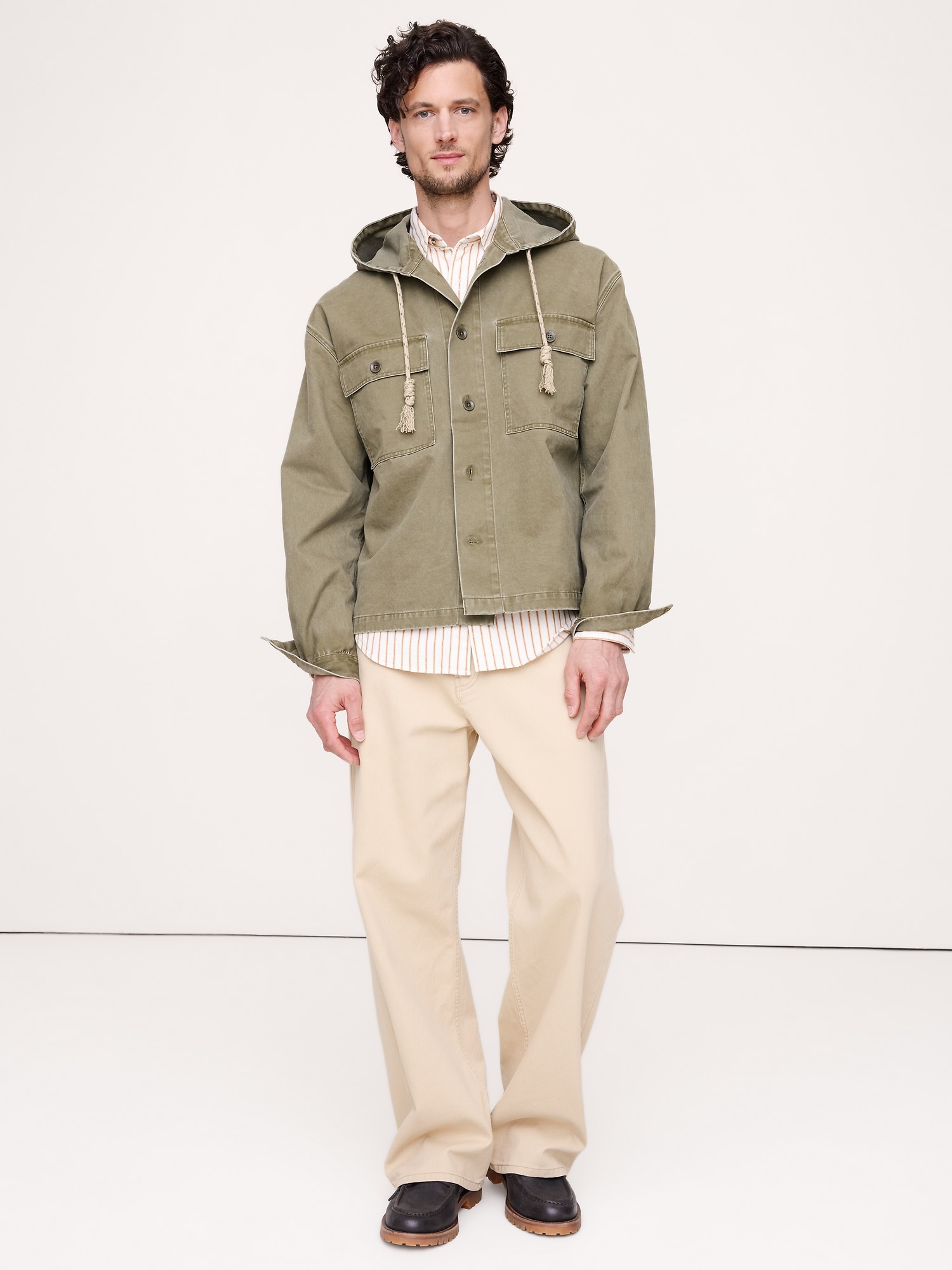 Image number 4 showing, Cotton Twill Hooded Overshirt
