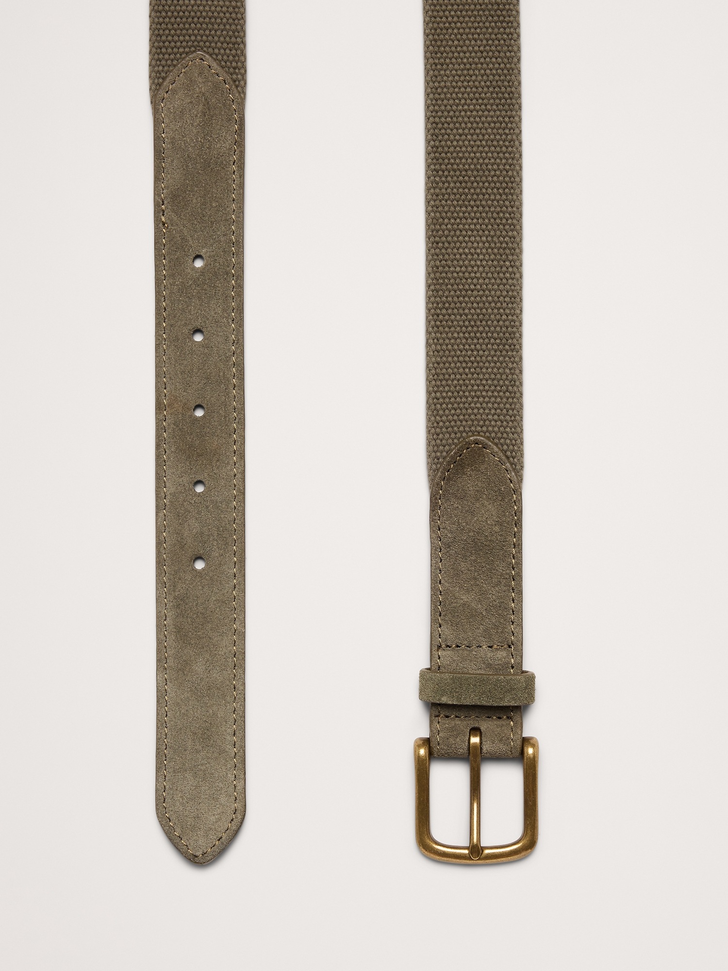 Мужской ремень Banana Republic Canvas Belt, цвет: Светлый оливковый — фото 3