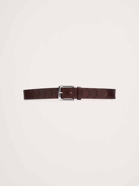 Geo Embossed Leather Belt