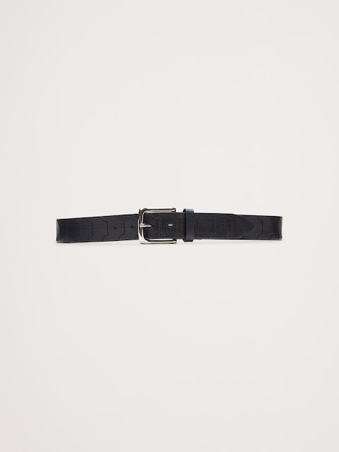 Geo Embossed Leather Belt