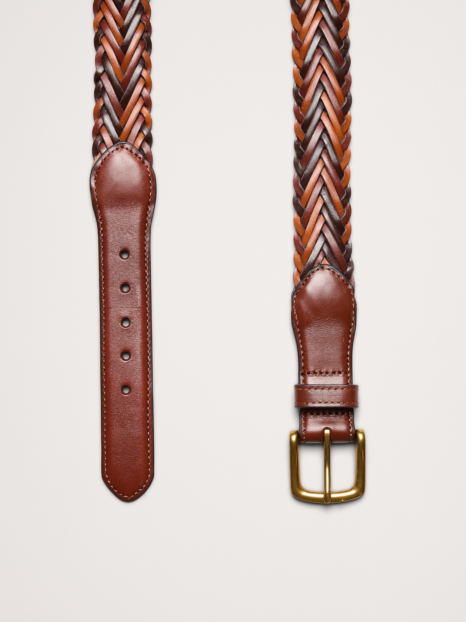 Мужской ремень Banana Republic Tri Tone Woven Leather Belt, цвет: Средний коричневый — фото 3