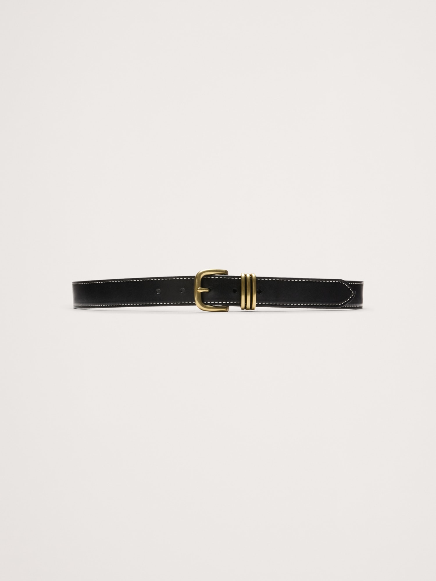 Western Leather Belt with Contrast Stitching