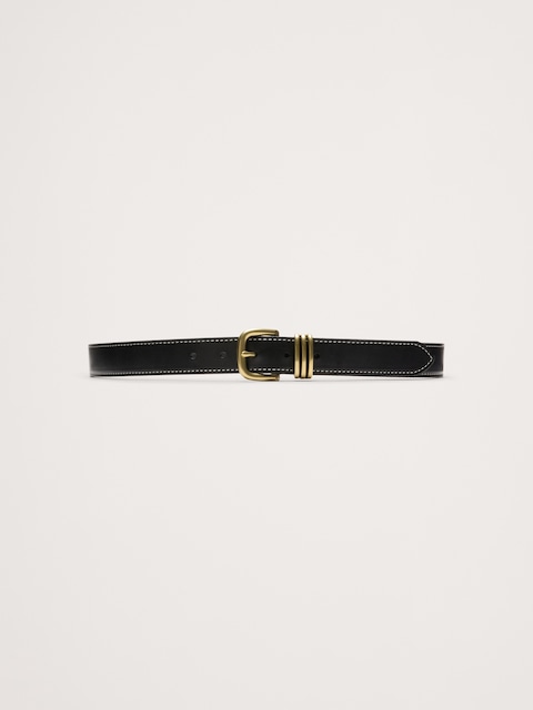 Western Leather Belt with Contrast Stitching