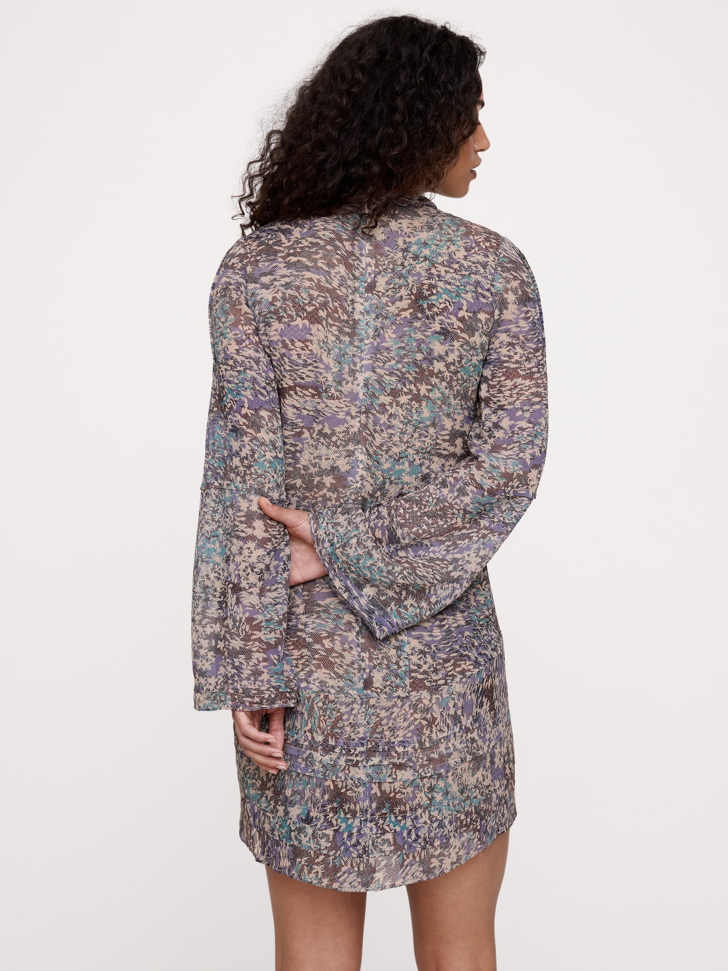 Image number 2 showing, Georgette Ruffle-Neck Mini Dress