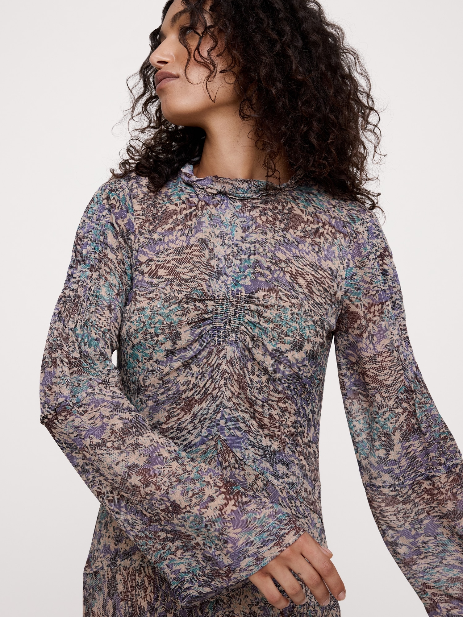 Image number 3 showing, Georgette Ruffle-Neck Mini Dress