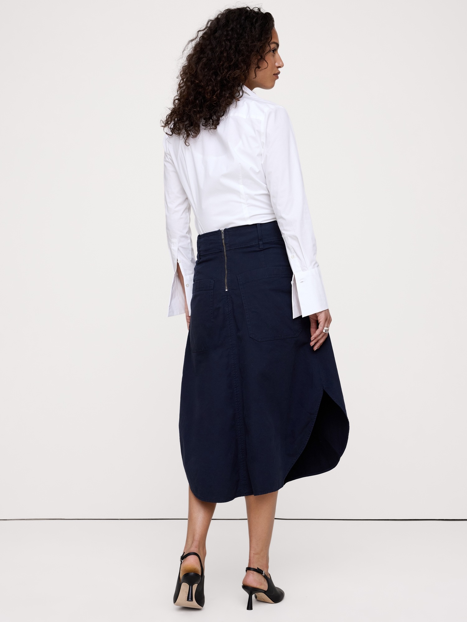 Женская юбка Banana Republic Cotton Canvas Utility Midi, цвет: Тёмно-синий — фото 2