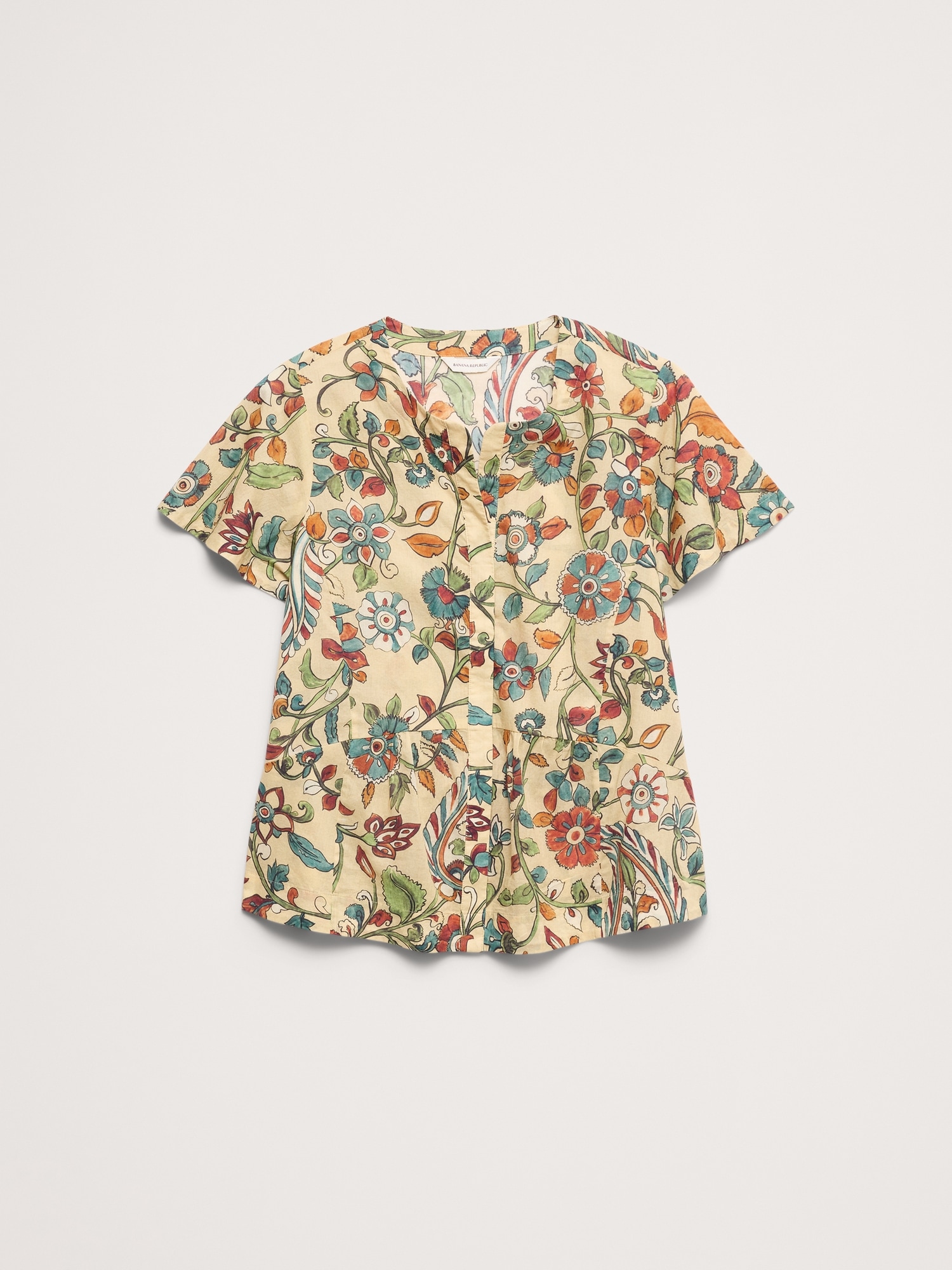 Image number 4 showing, Lightweight Cotton Flutter-Sleeve Top
