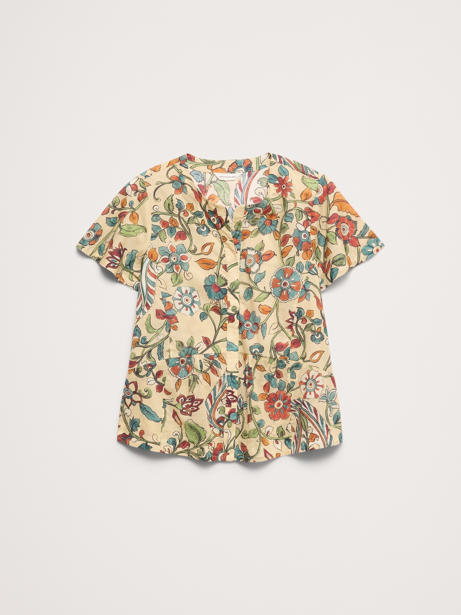 Женский топ Banana Republic Lightweight Cotton Flutter-Sleeve Top, цвет: С принтом — фото 4