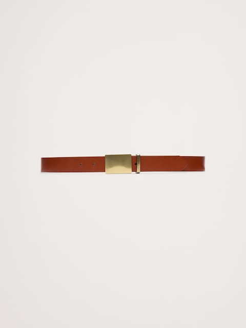 Leather Solid-Buckle Belt