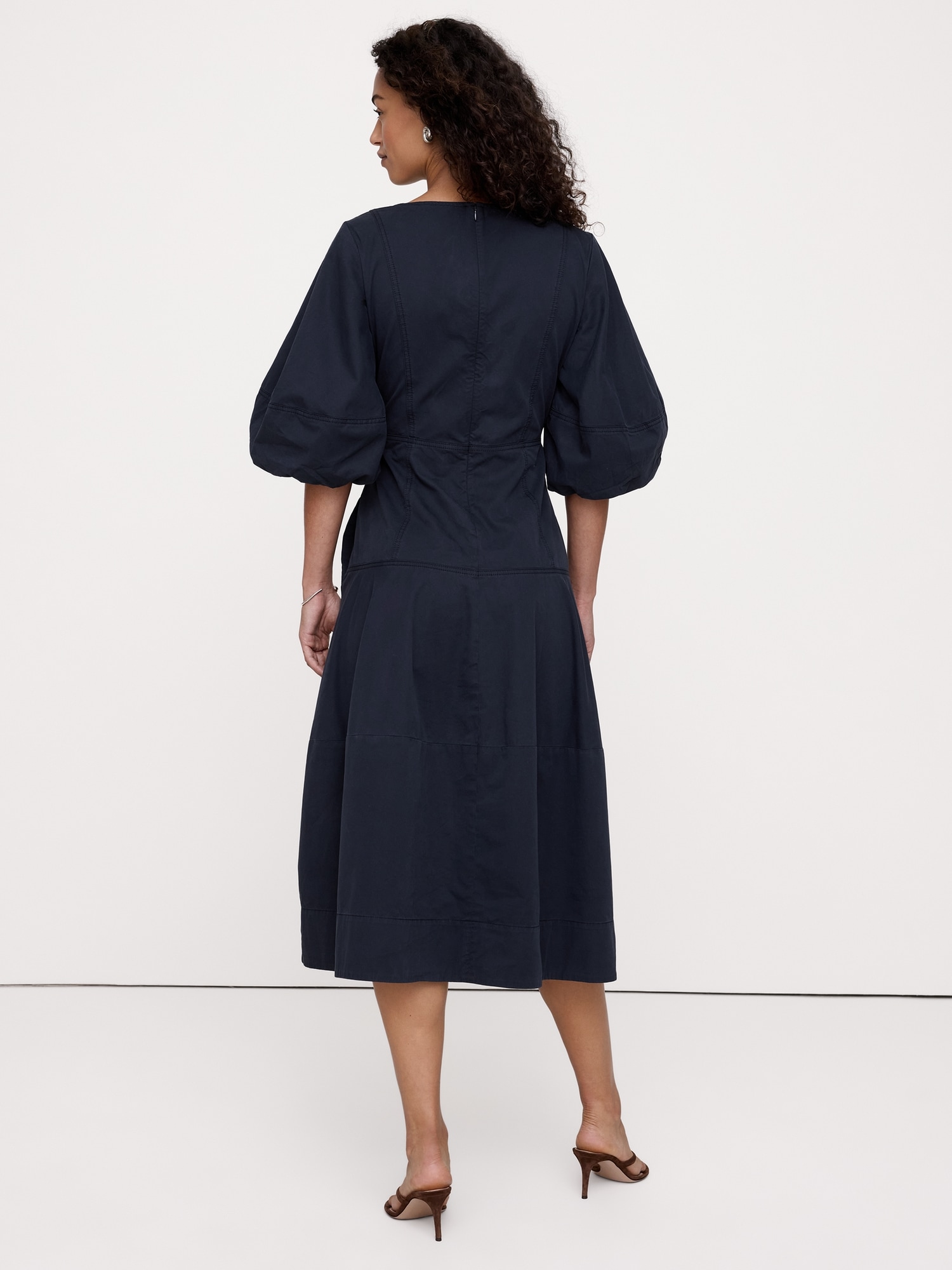 Image number 5 showing, Cotton Twill Barrel Midi Dress