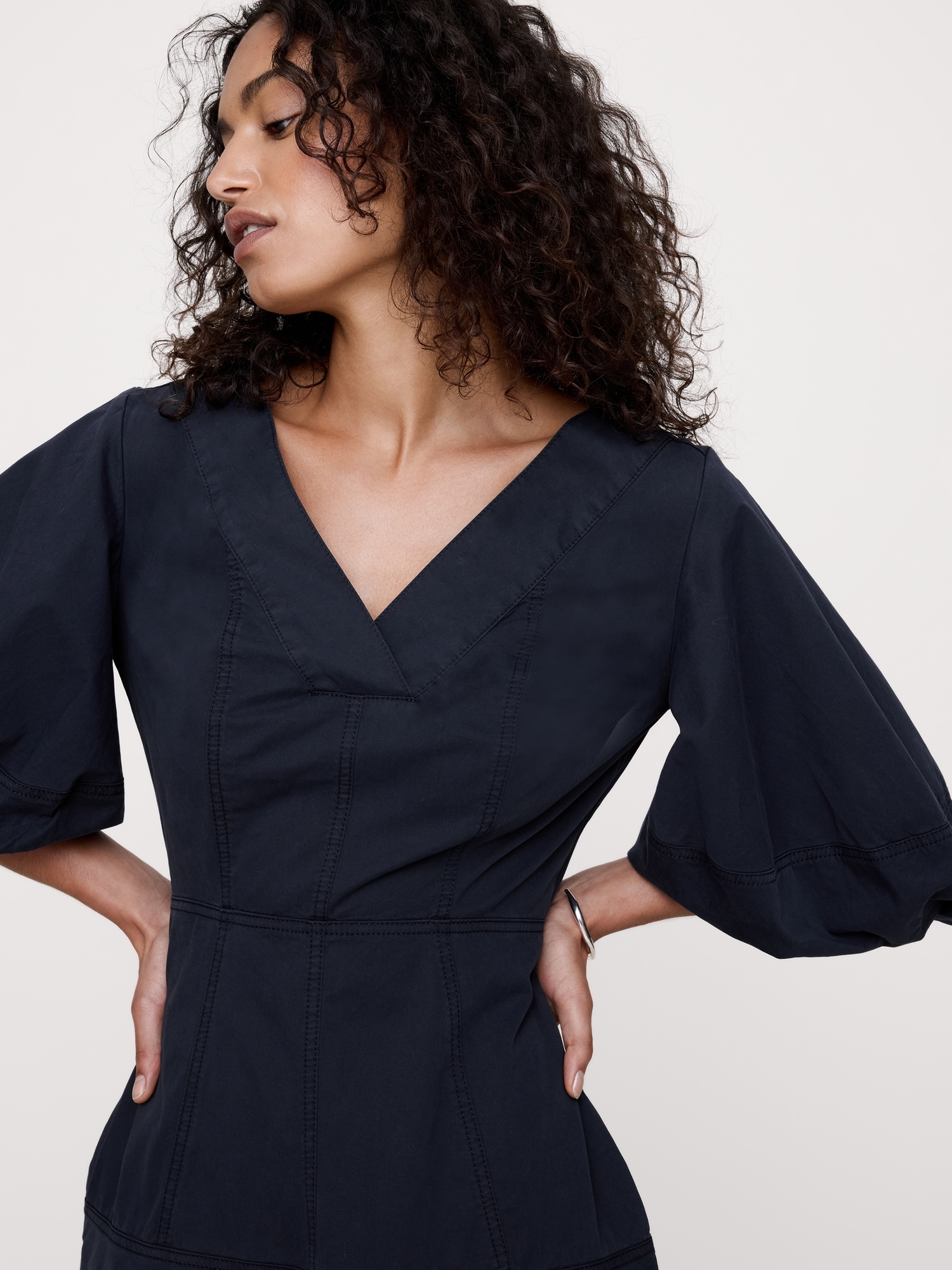 Image number 6 showing, Cotton Twill Barrel Midi Dress