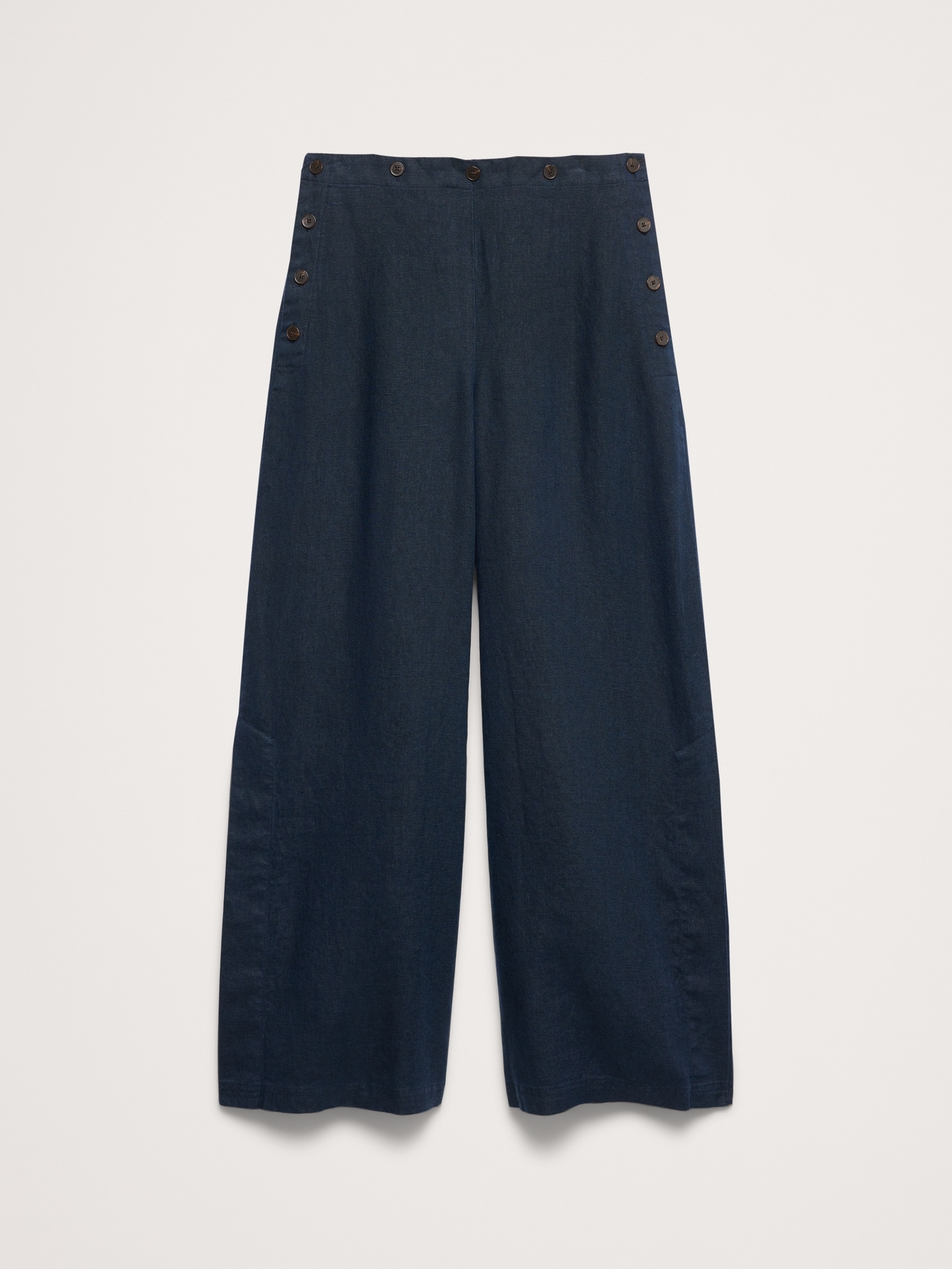 Image number 5 showing, High-Rise Wide-Leg Linen Pull-On Sailor Pant