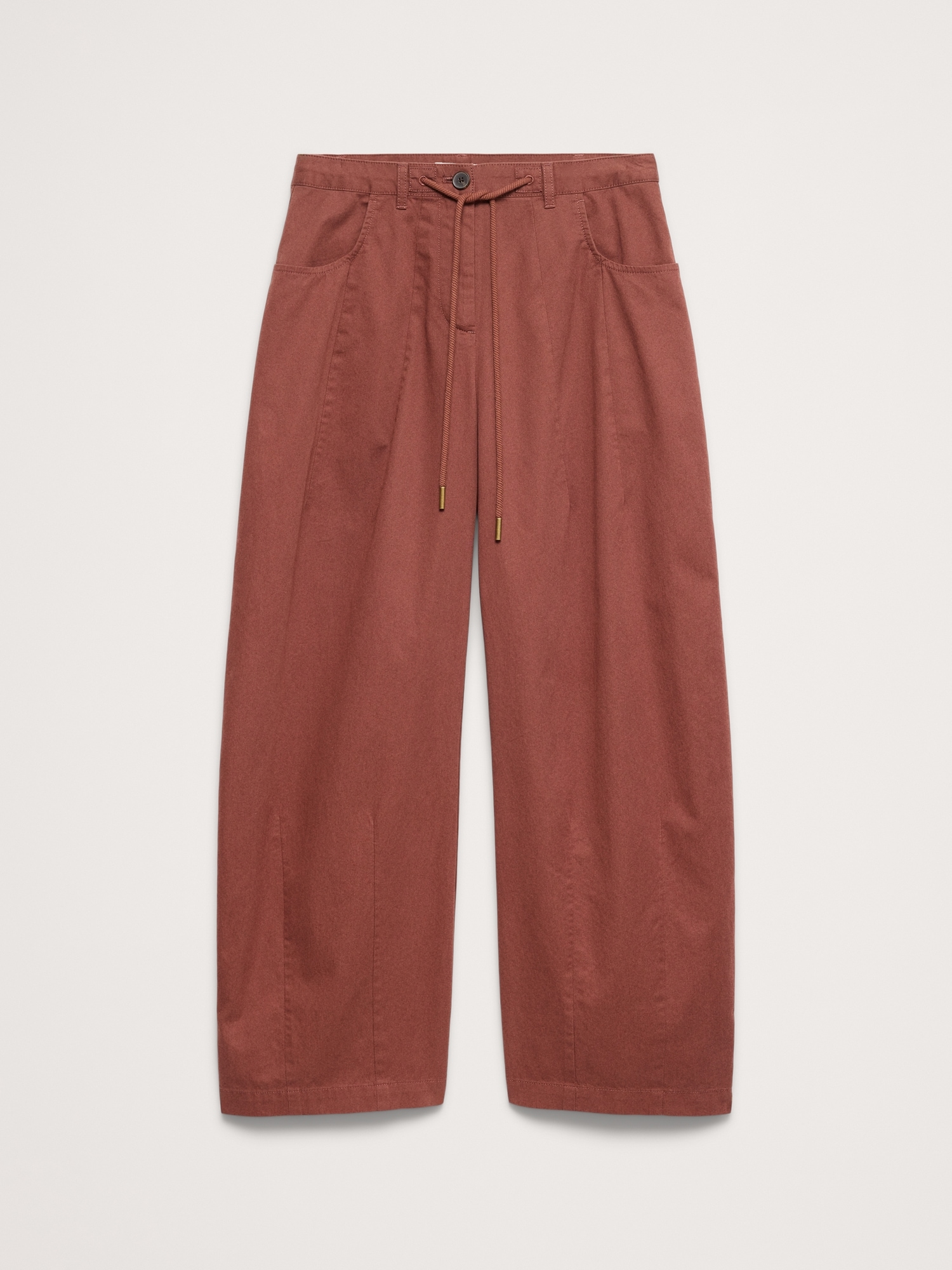Image number 5 showing, Mid-Rise Barrel Cotton Poplin Pant