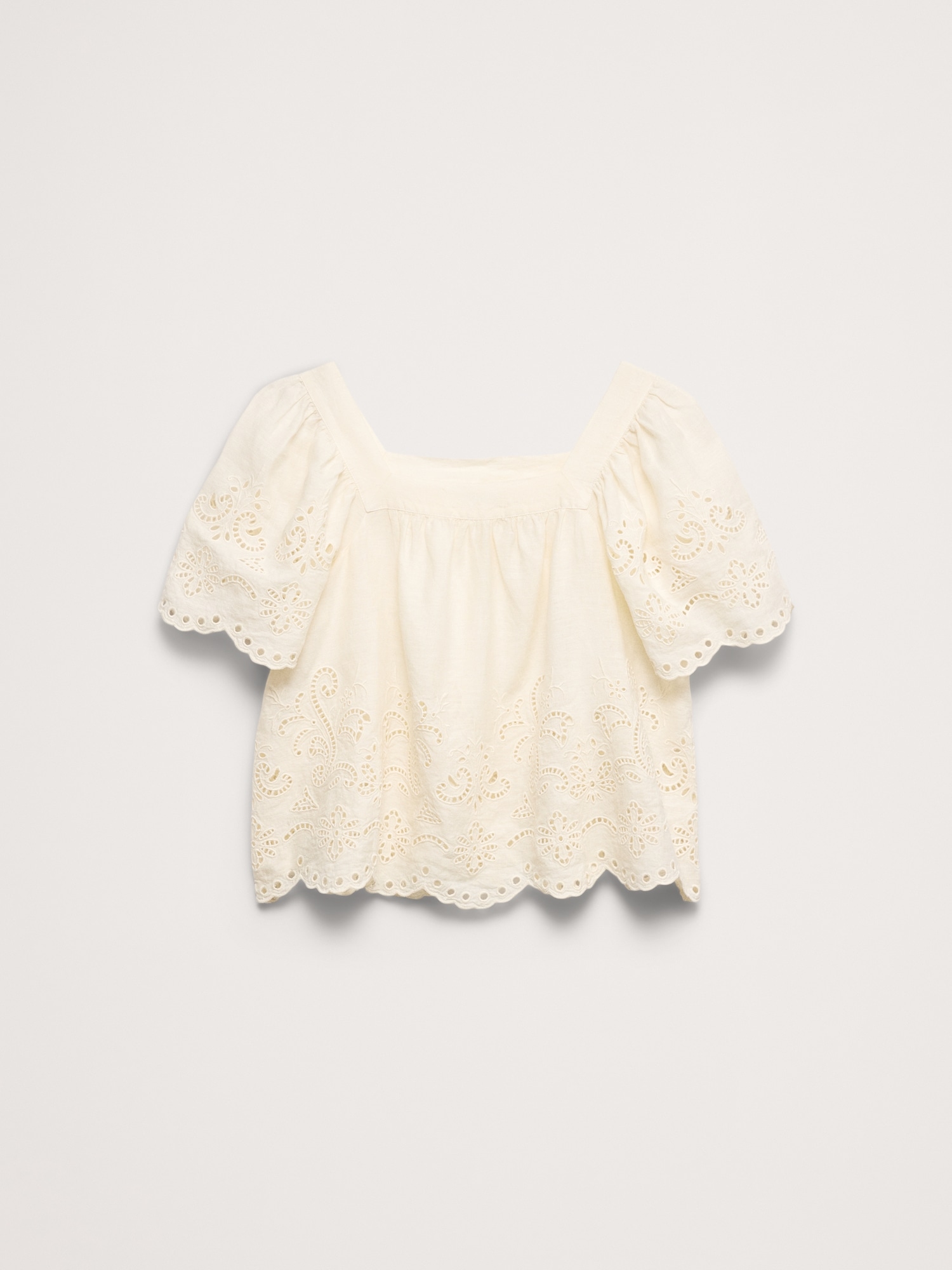 Image number 7 showing, Linen Eyelet Square-Neck Top