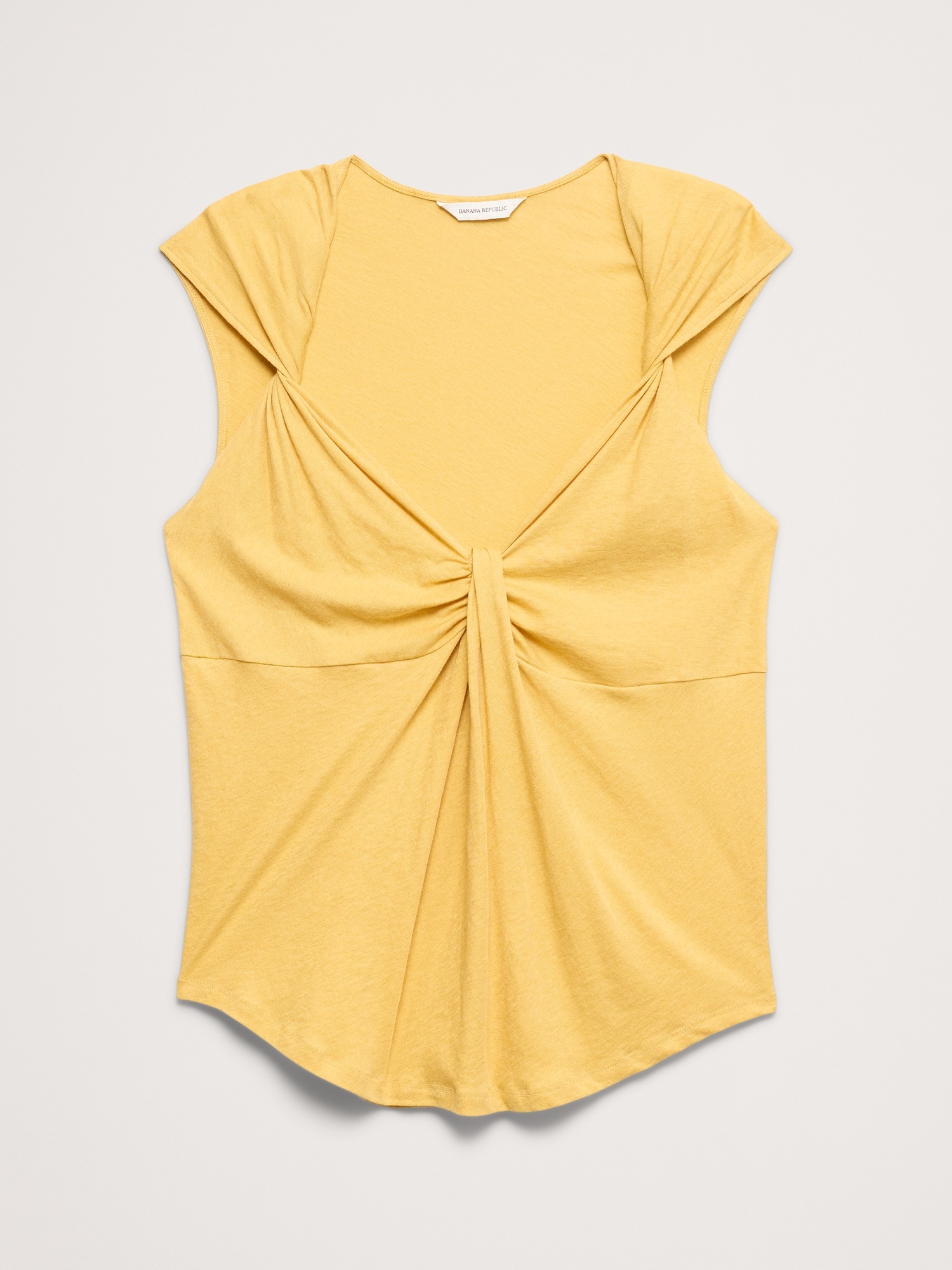 Женский топ Banana Republic Cotton-Silk Twisted Tank, цвет: Мох жёлтый — фото 4