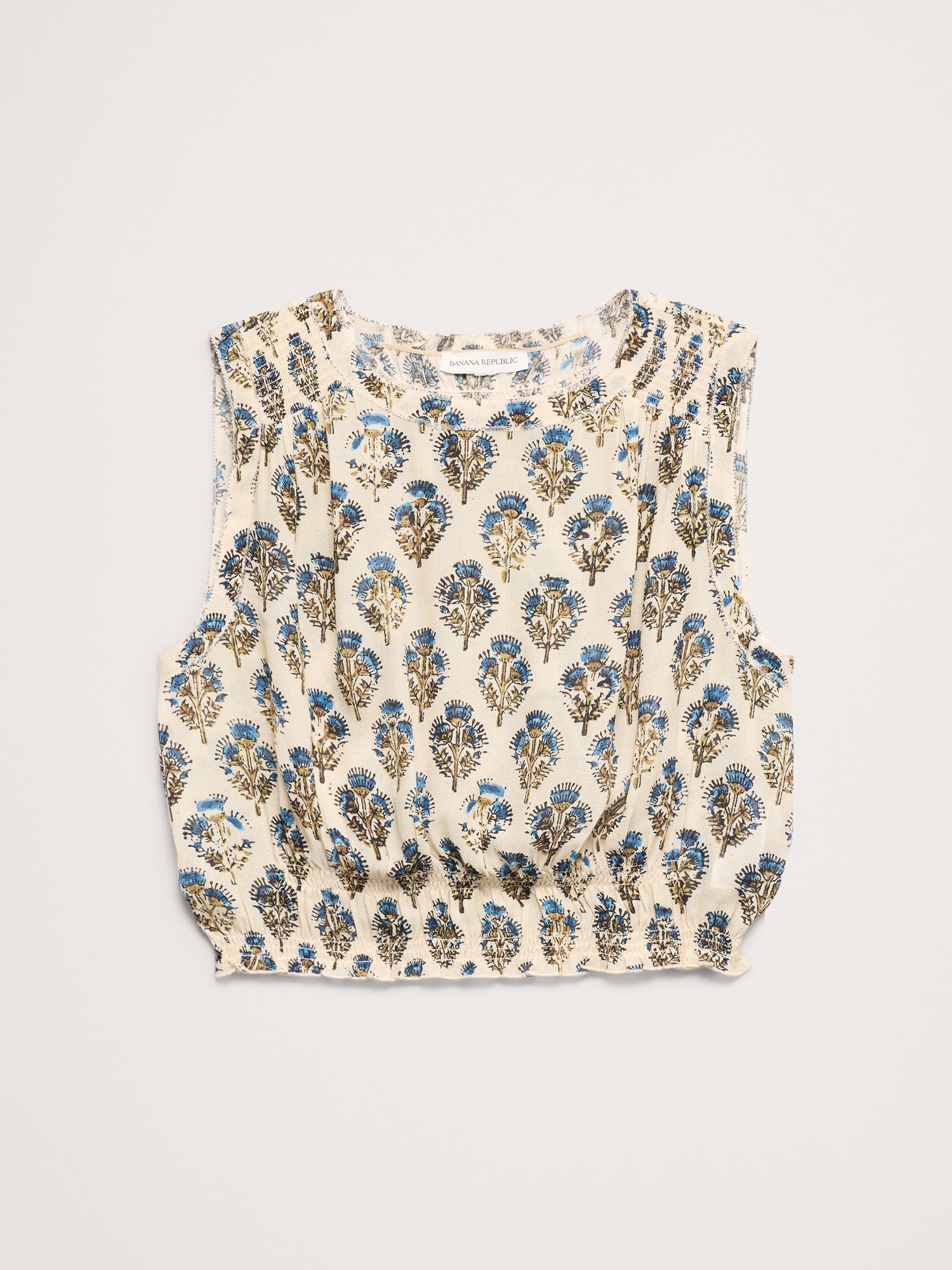 Smocked Georgette Cropped Tank - thumbnail 4