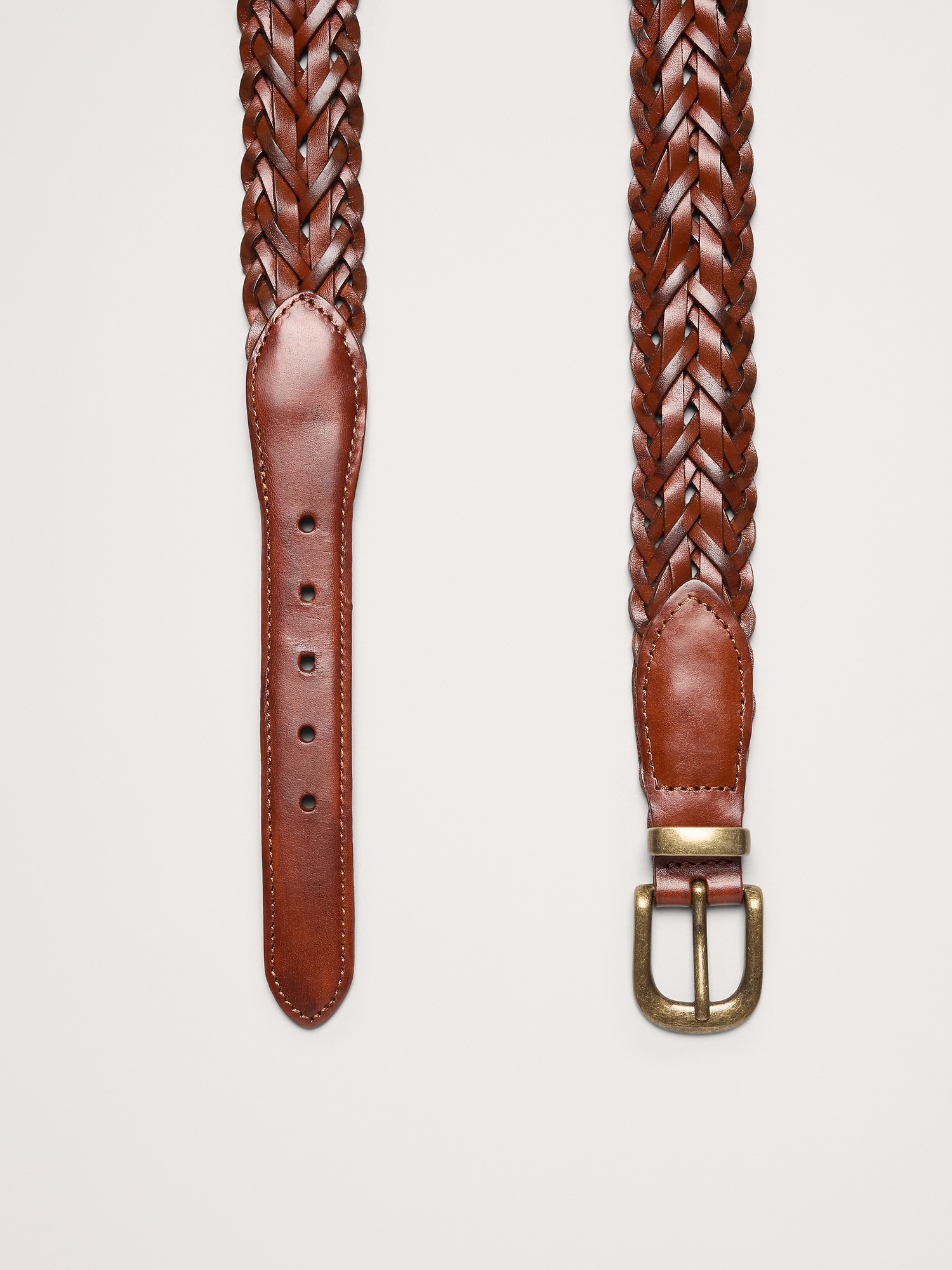 Мужской ремень Banana Republic Vintage Woven Leather Belt, цвет: Средний коричневый — фото 3
