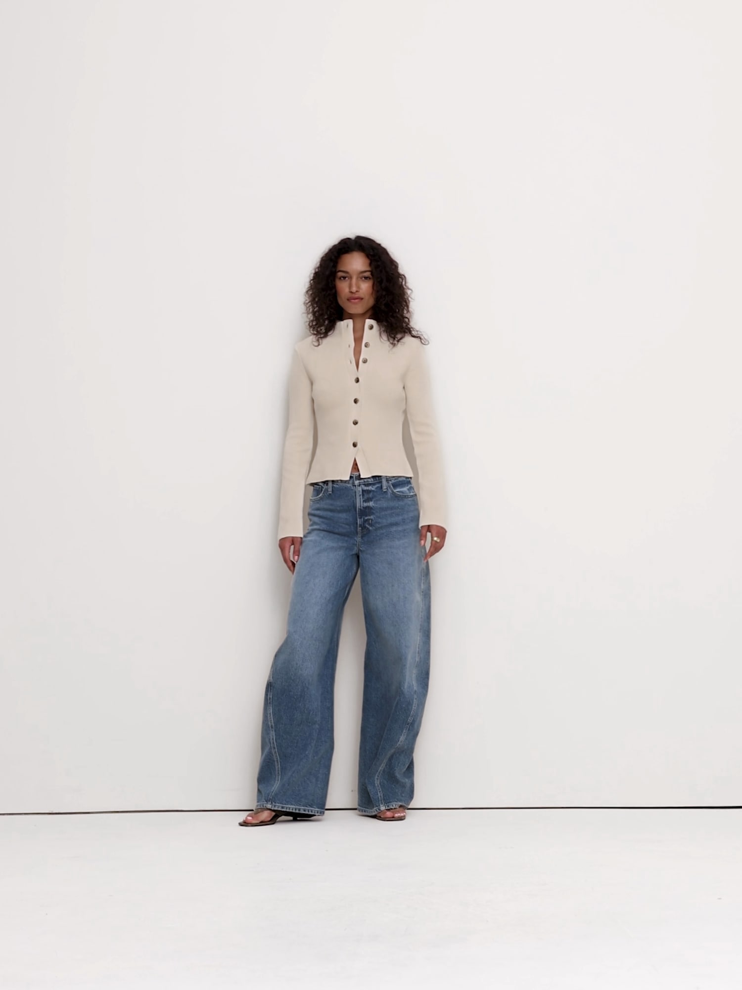 Larkspur Cotton-Silk Mock-Neck Cardigan - thumbnail 9