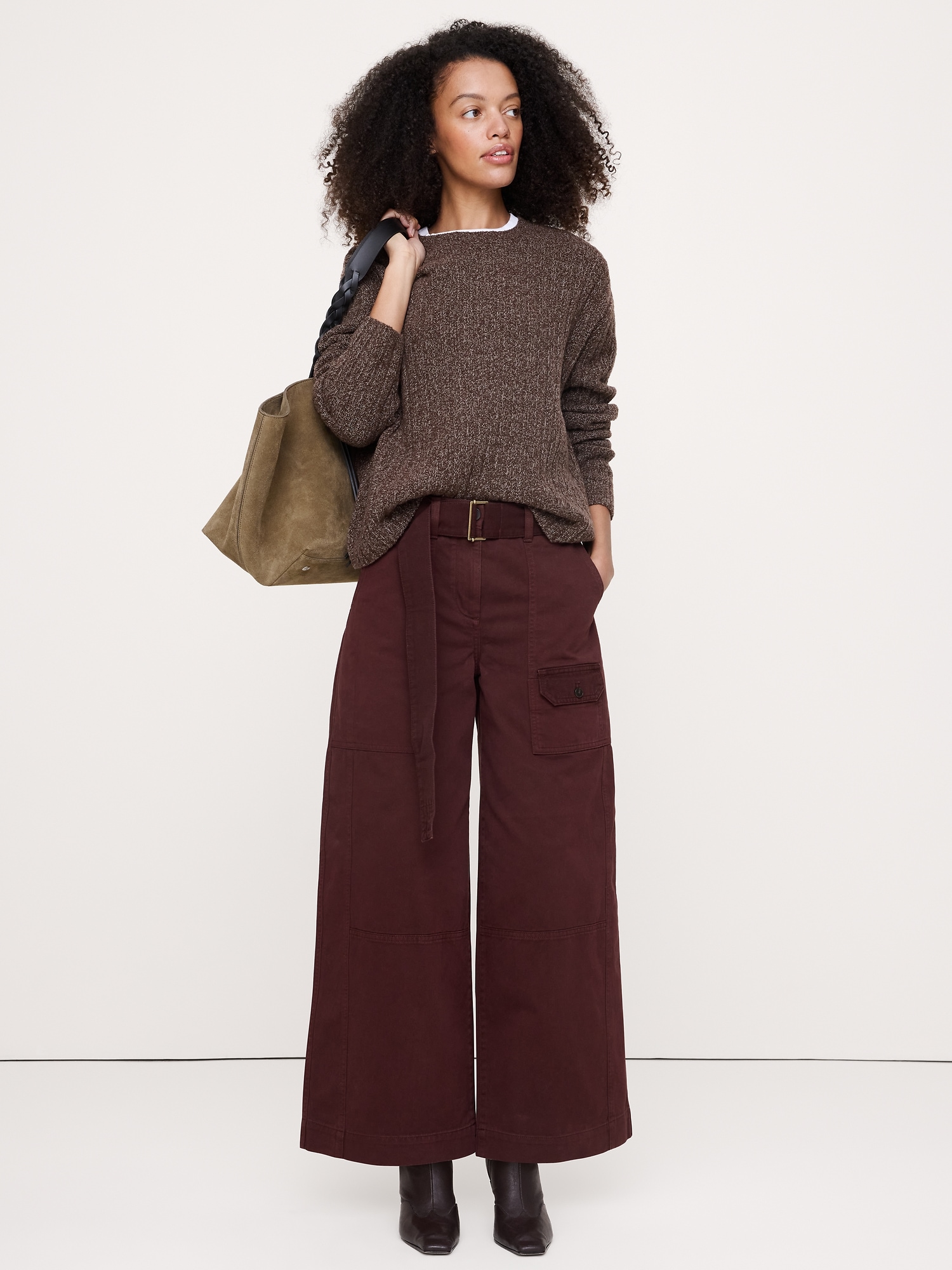 High-Rise Wide-Leg Cotton Utility Pant