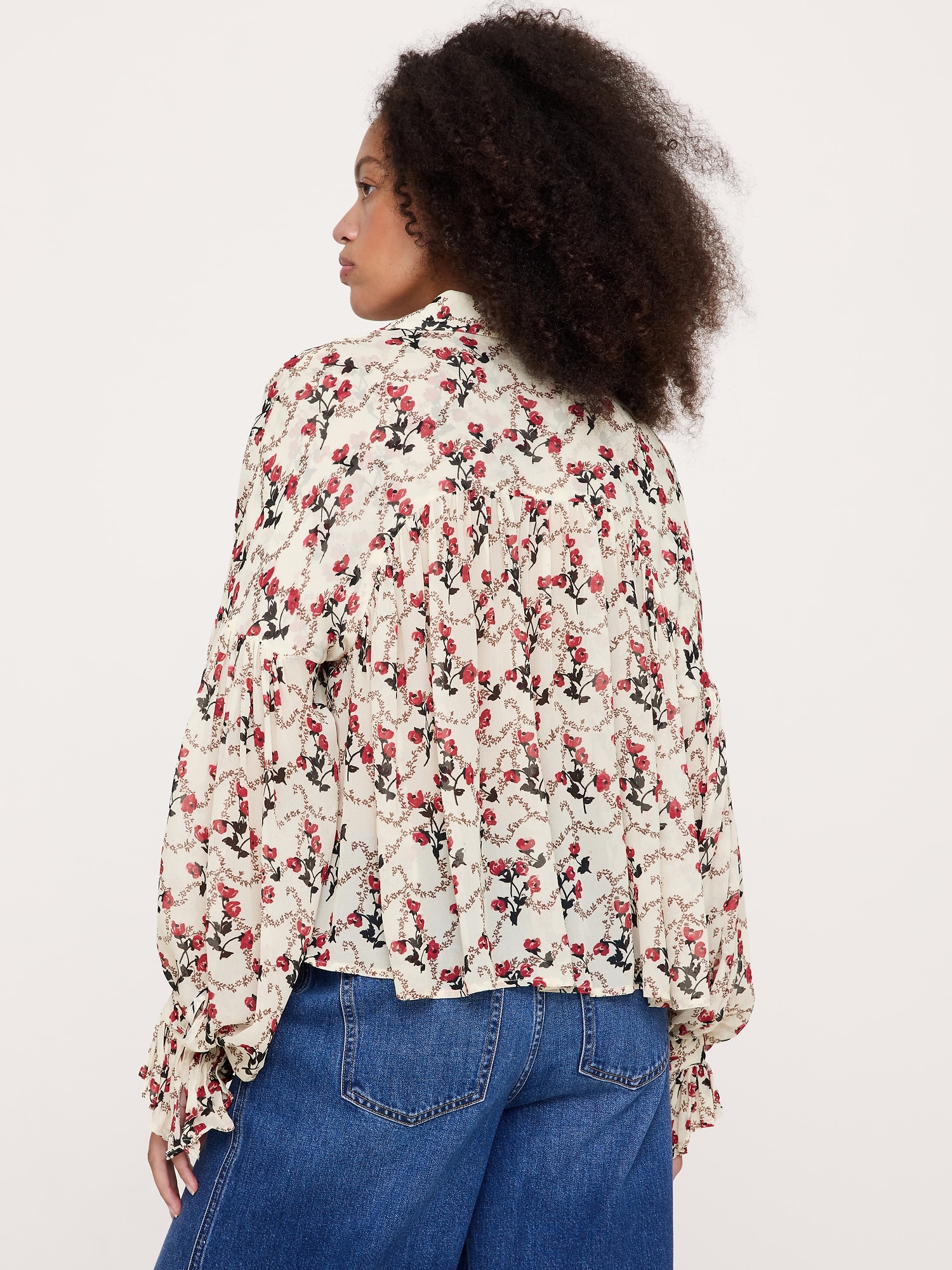 Image number 2 showing, Viscose Balloon-Sleeve Blouse