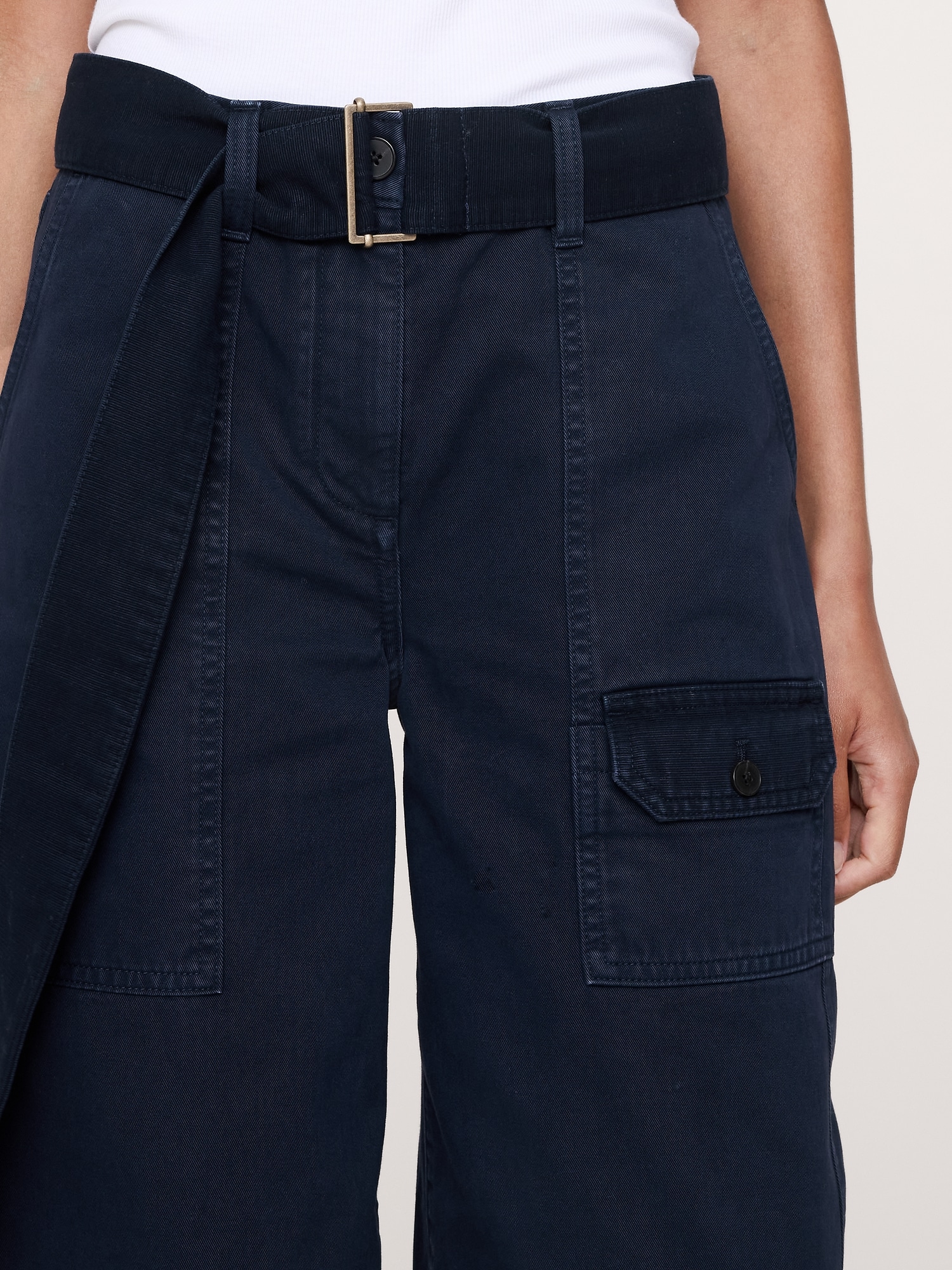 High-Rise Wide-Leg Cotton Utility Pant