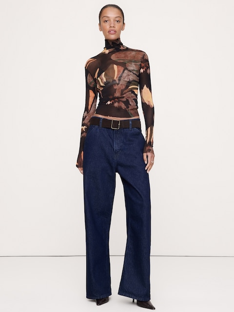 Mesh Turtleneck Top