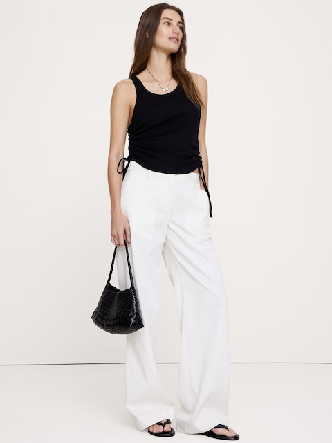Airy Cotton Ruched Drawstring Tank
