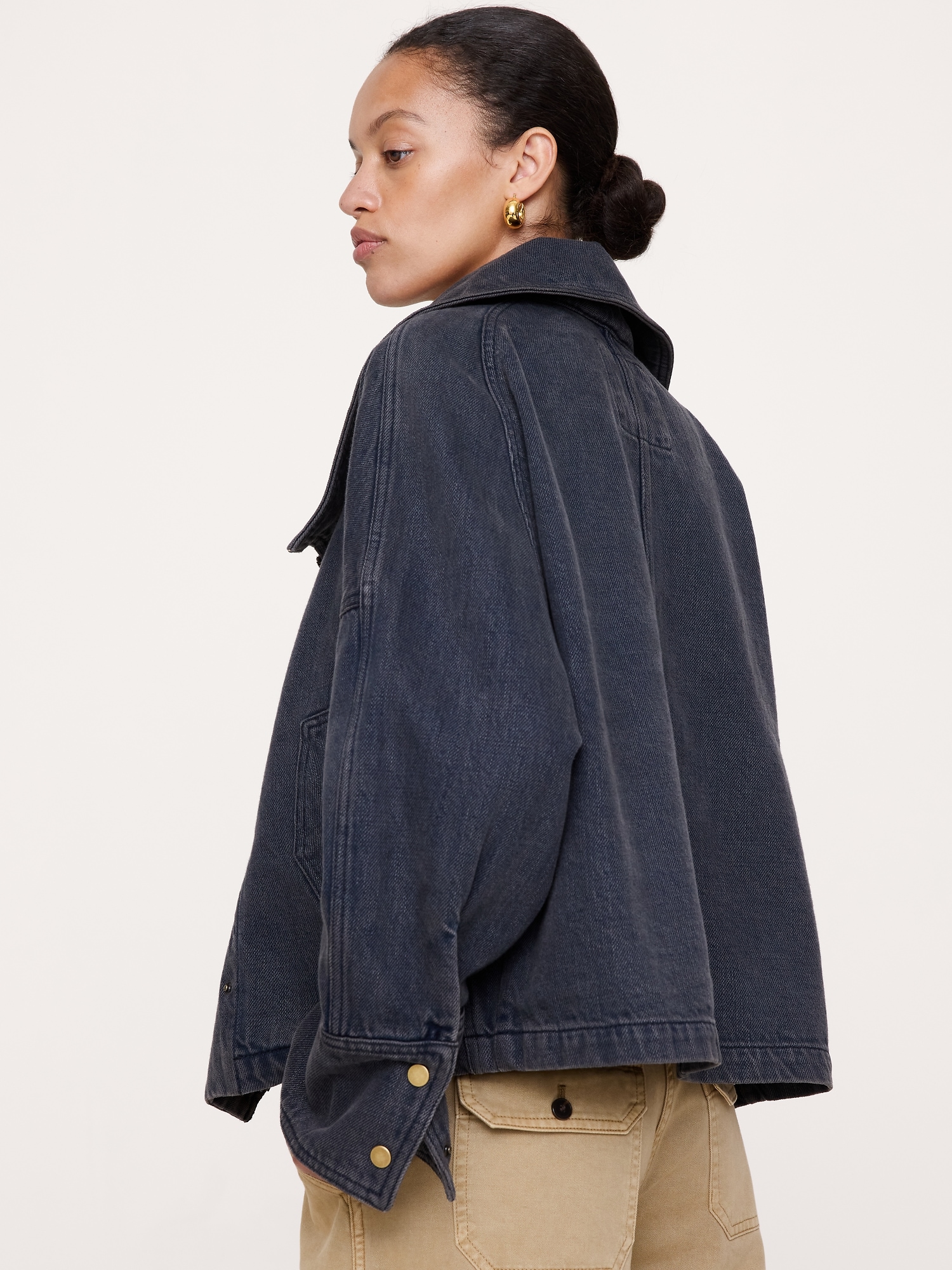 Cropped Denim Trench Coat - thumbnail 2
