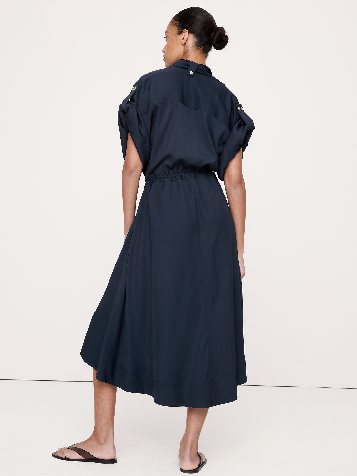 Image number 3 showing, Drapey Twill Midi Shirt Dress