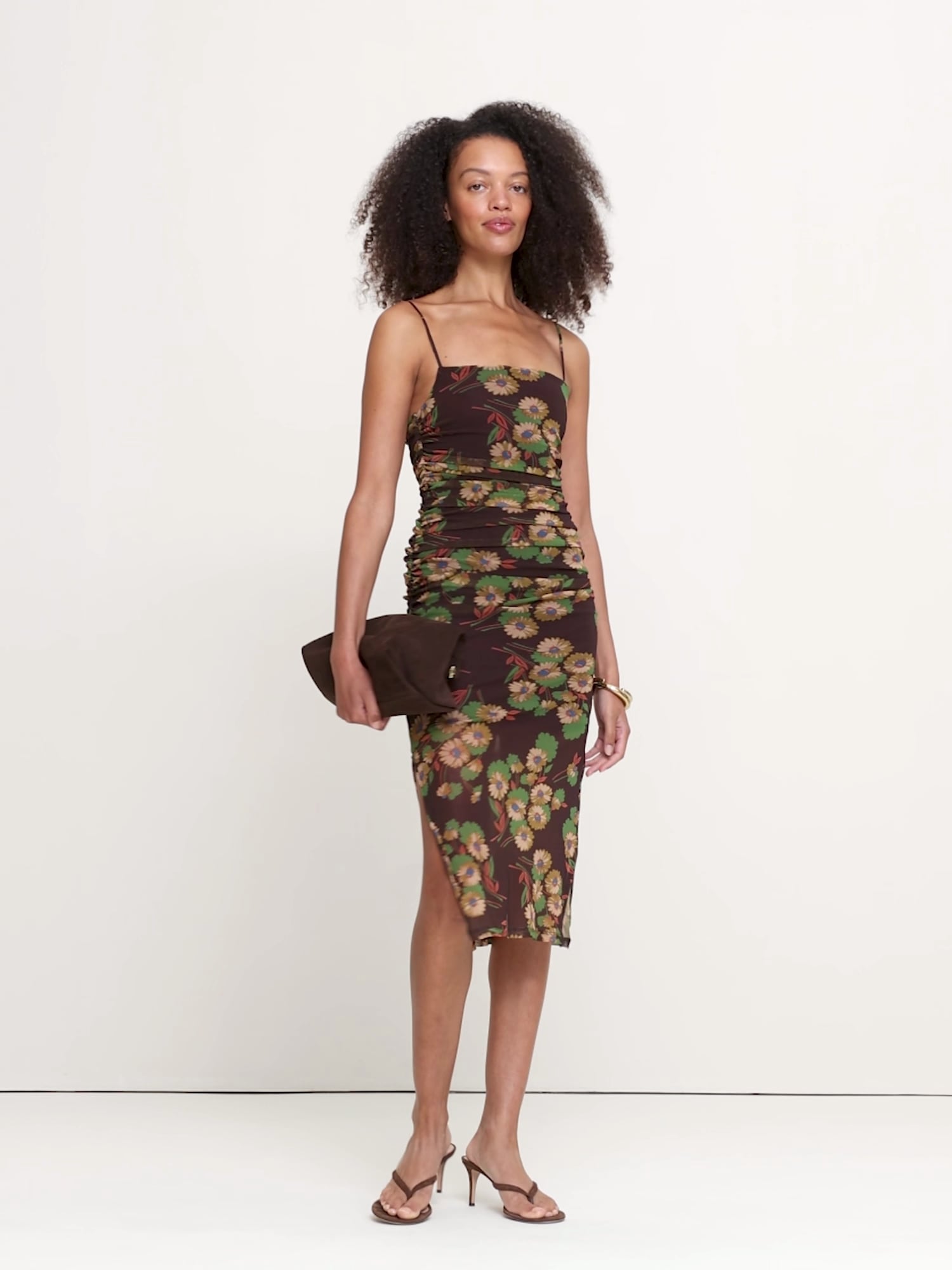 Ruched Mesh Midi Dress - thumbnail 9