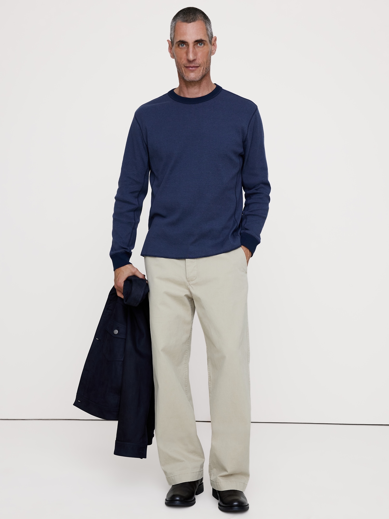 Ribbed Cotton Long-Sleeve T-Shirt