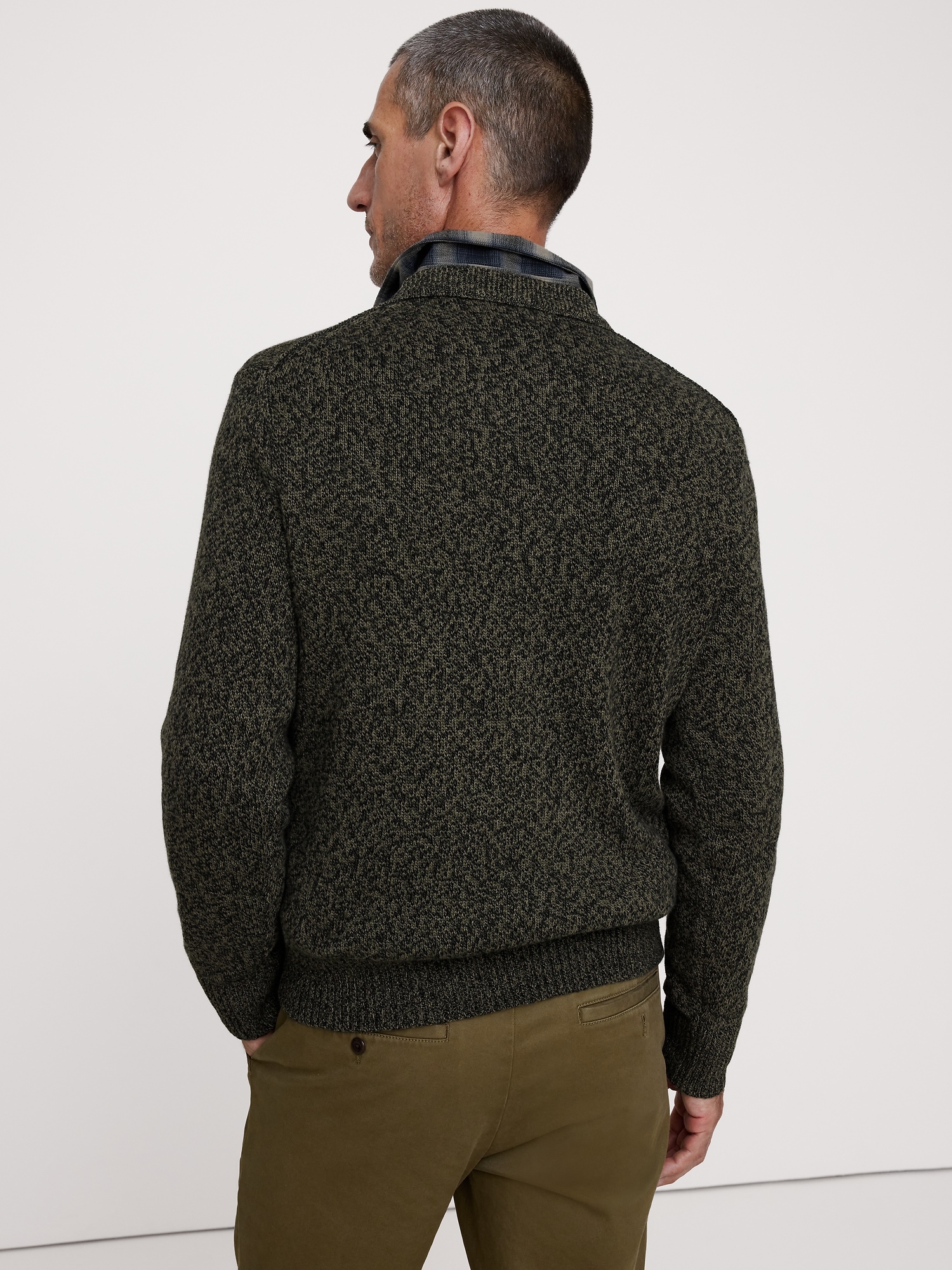 Marled Italian Cotton-Cashmere Crew-Neck Sweater