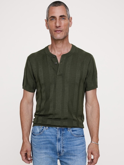 Merino Short-Sleeve Henley Sweater