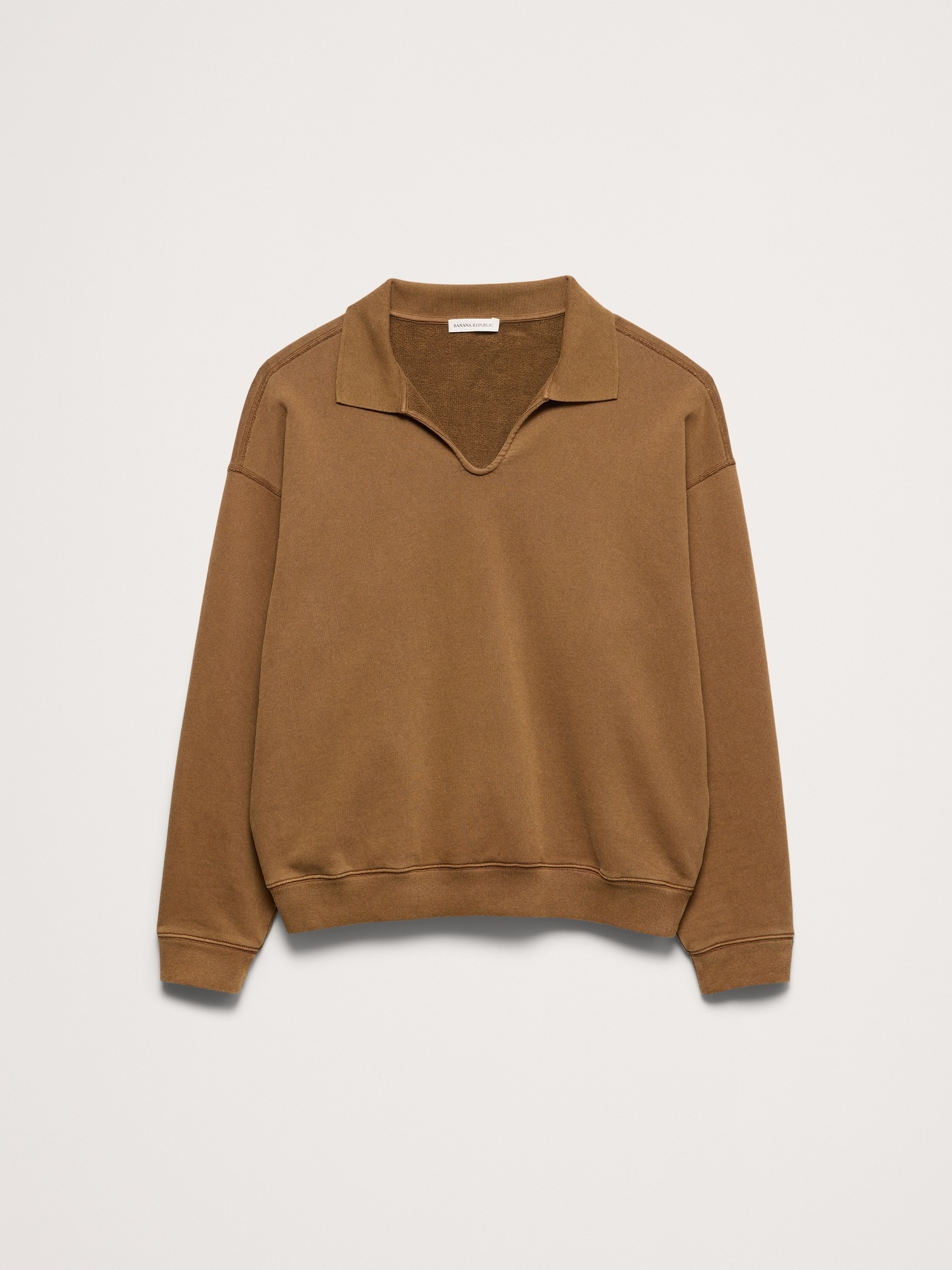 Мужское поло Banana Republic French Terry Popover Polo, цвет: Коричневый — фото 4