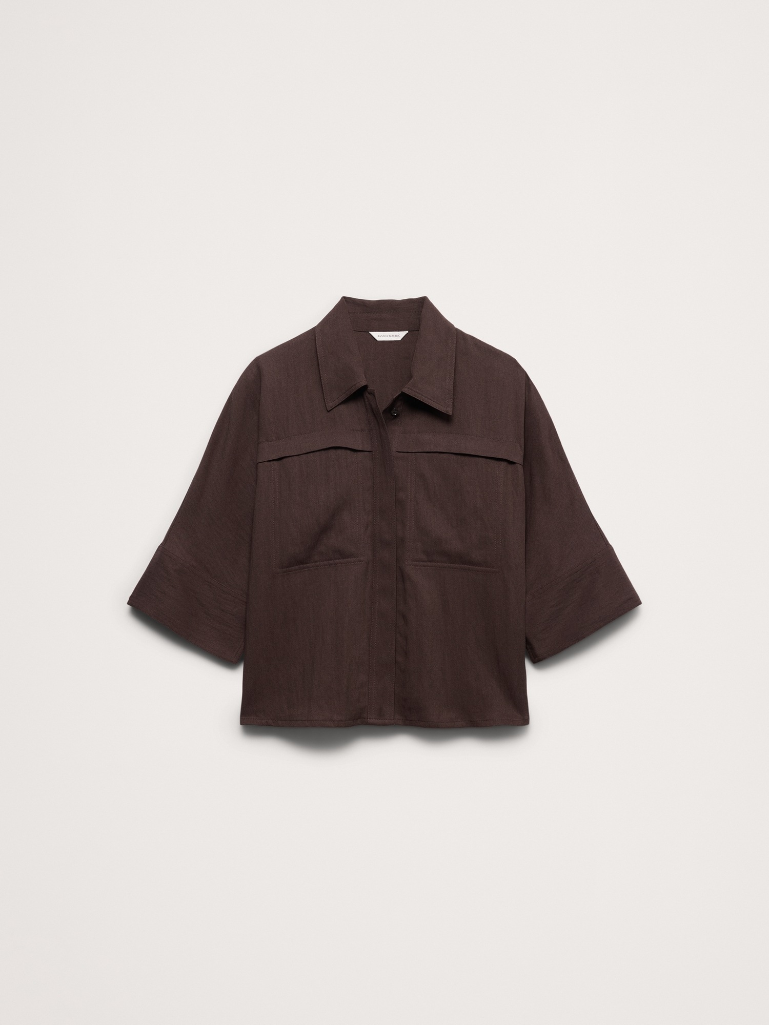 Женская куртка Banana Republic Drapey Twill Shirt Jacket, цвет: Тёмный дубовый коричневый — фото 4