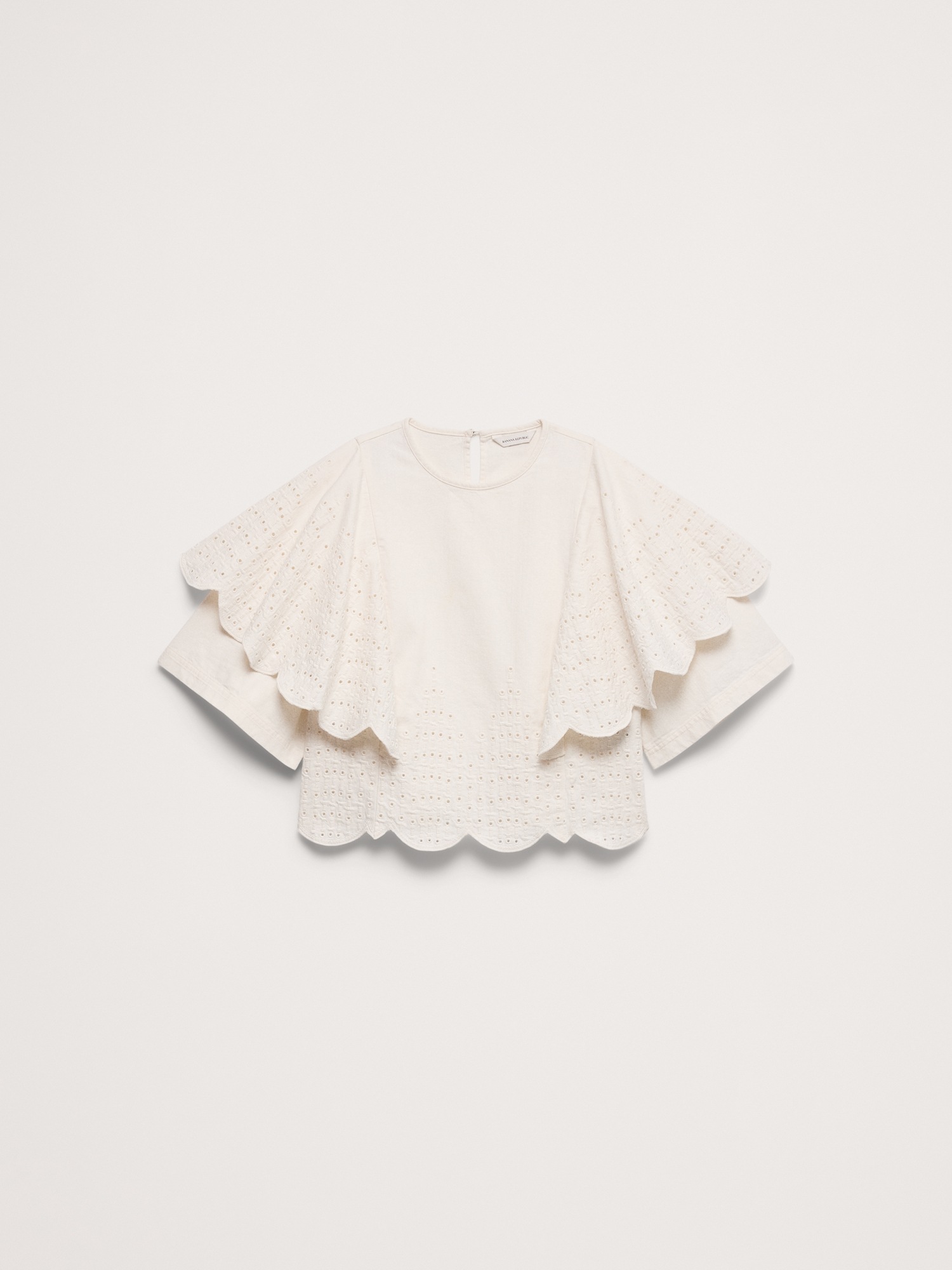 Женский топ Banana Republic Eyelet Chambray Ruffle-Sleeve Top, цвет: Экрю — фото 4
