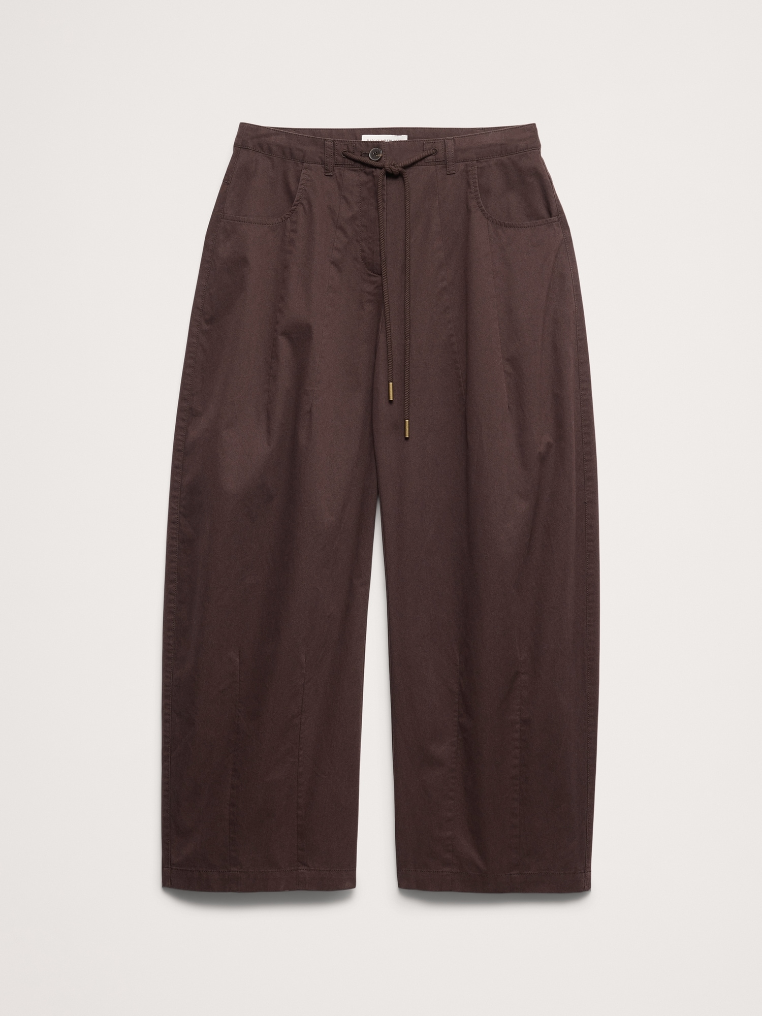 Image number 5 showing, Mid-Rise Barrel Cotton Poplin Pant