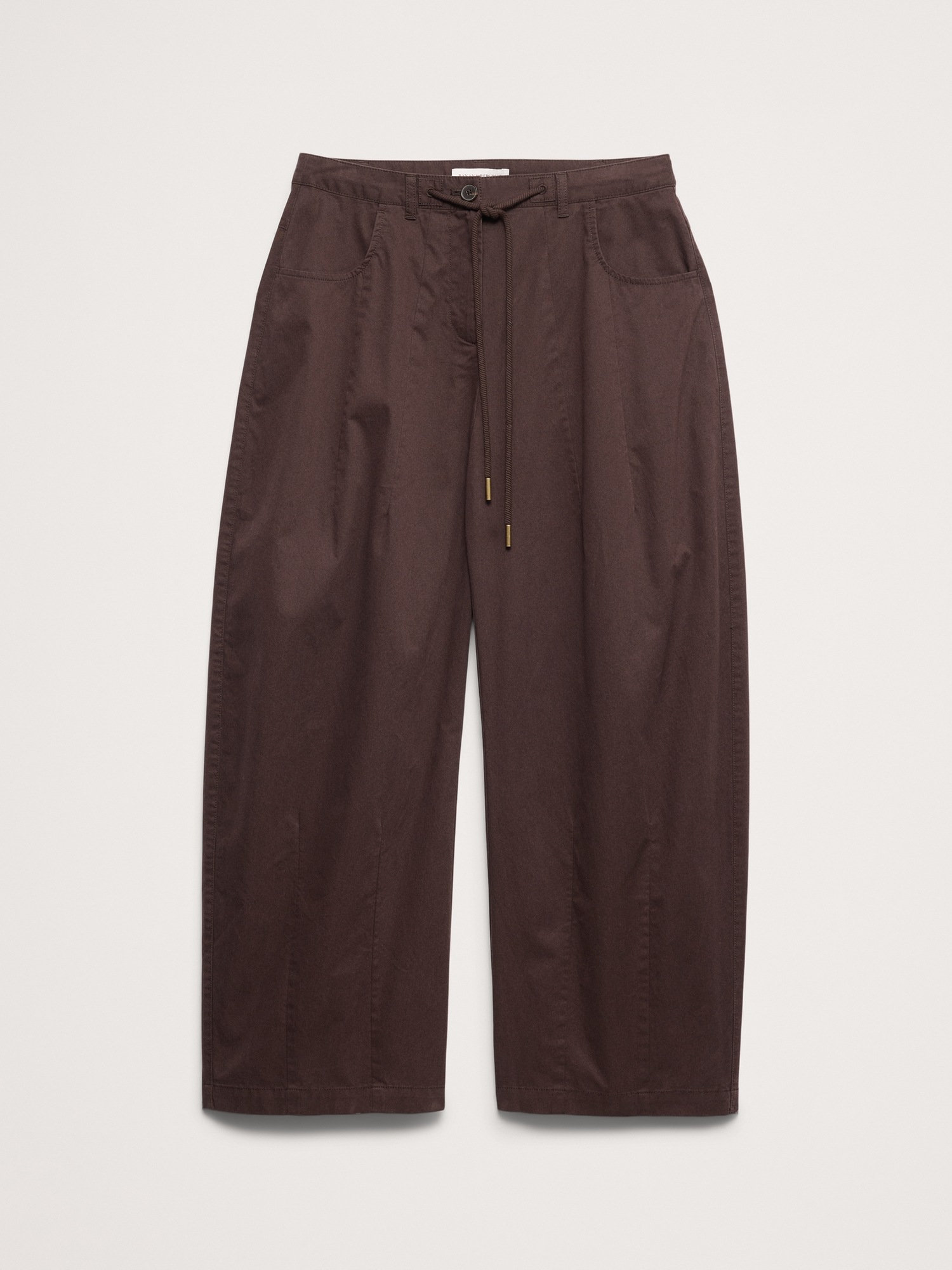 Женские брюки Banana Republic Mid-Rise Barrel Cotton Poplin Pant, цвет: Шоколадный коричневый — фото 4