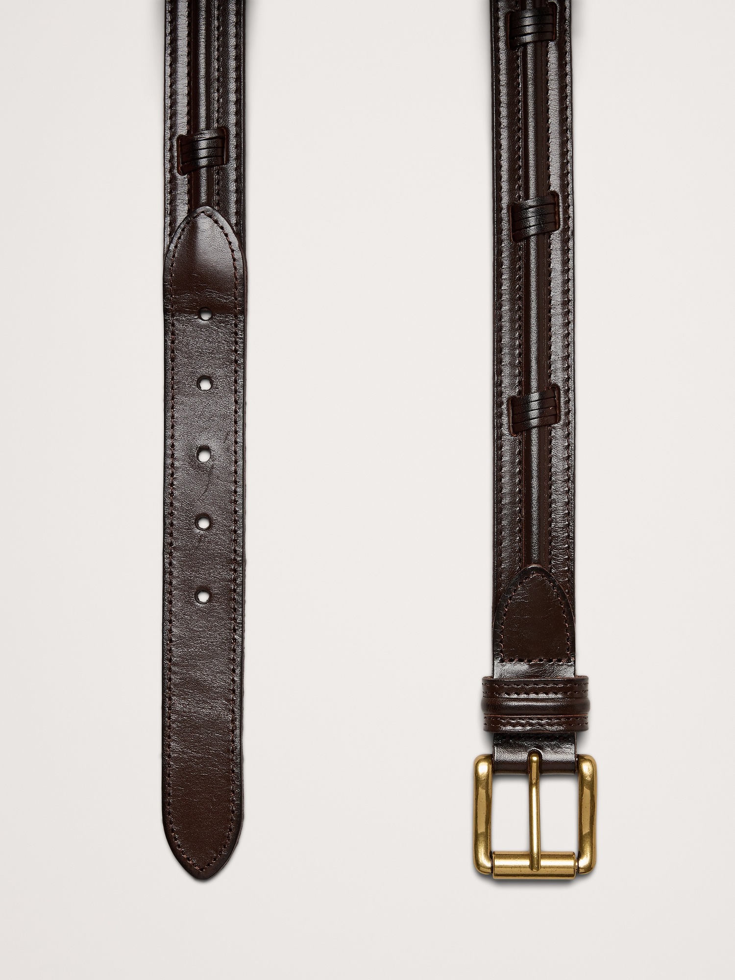 Мужской ремень Banana Republic Stitched Leather Belt, цвет: Средний коричневый — фото 3
