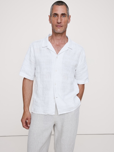 Relaxed-Fit Embroidered Linen Resort Shirt