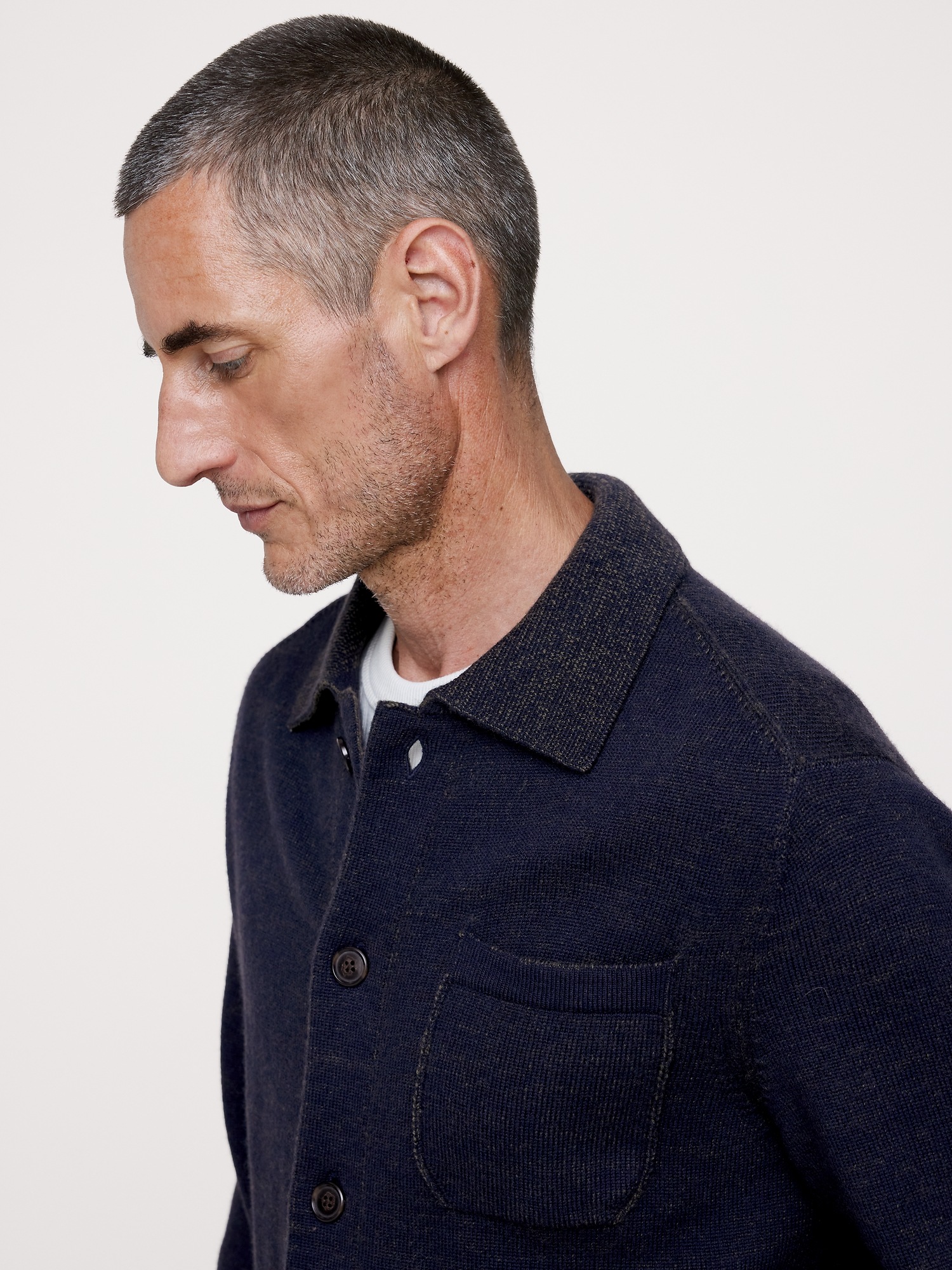 Мужской кардиган Banana Republic Merino Chore, цвет: Тёмно-синий — фото 3