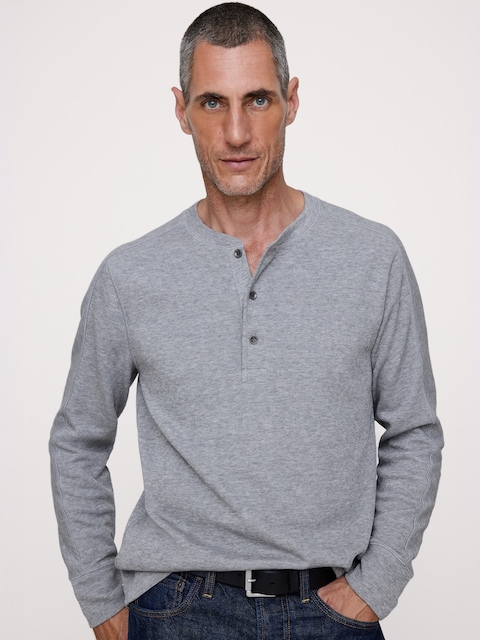 Slub Double-Knit Henley T-Shirt