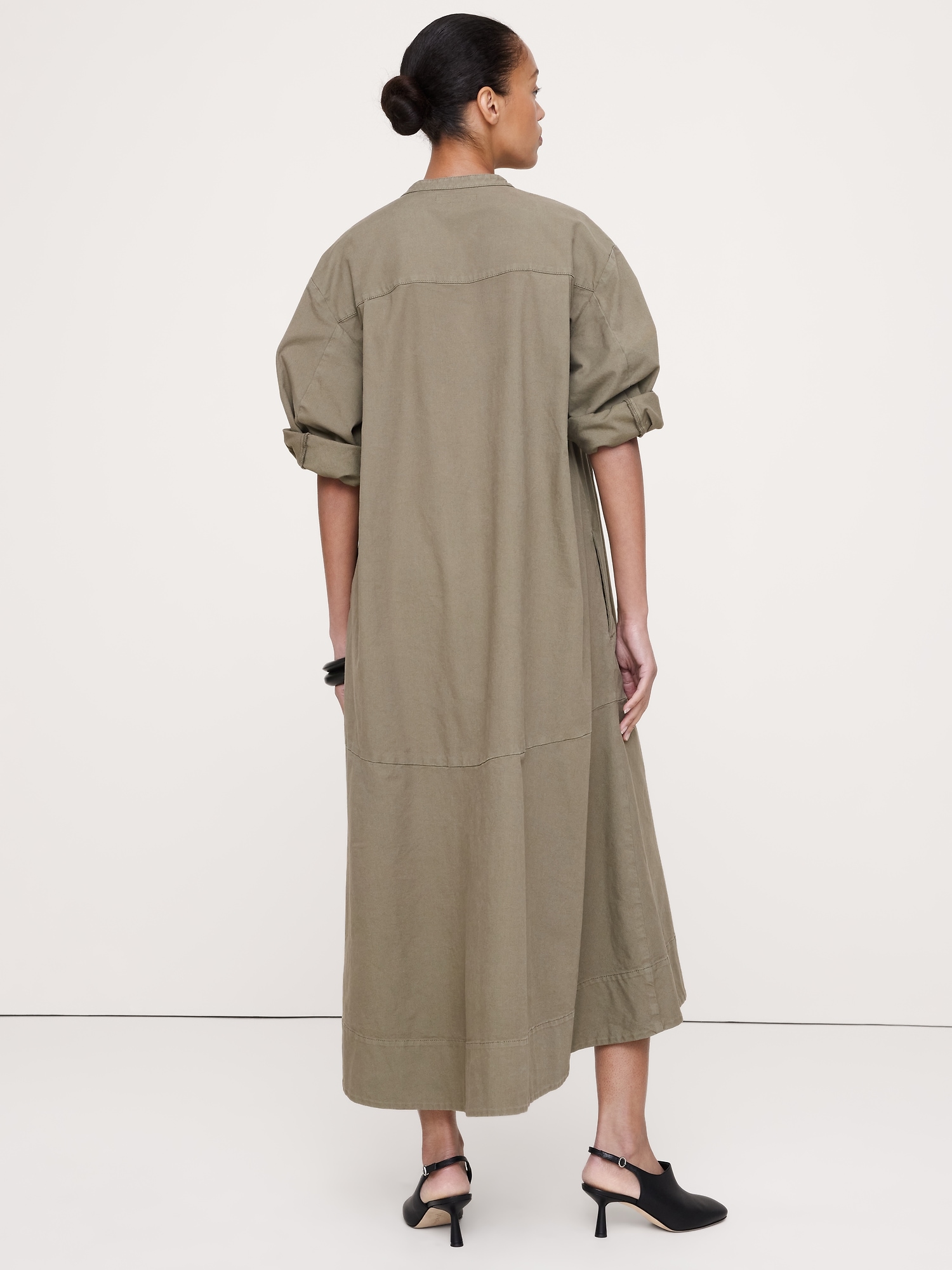 Cotton Canvas Popover Maxi Dress - thumbnail 2